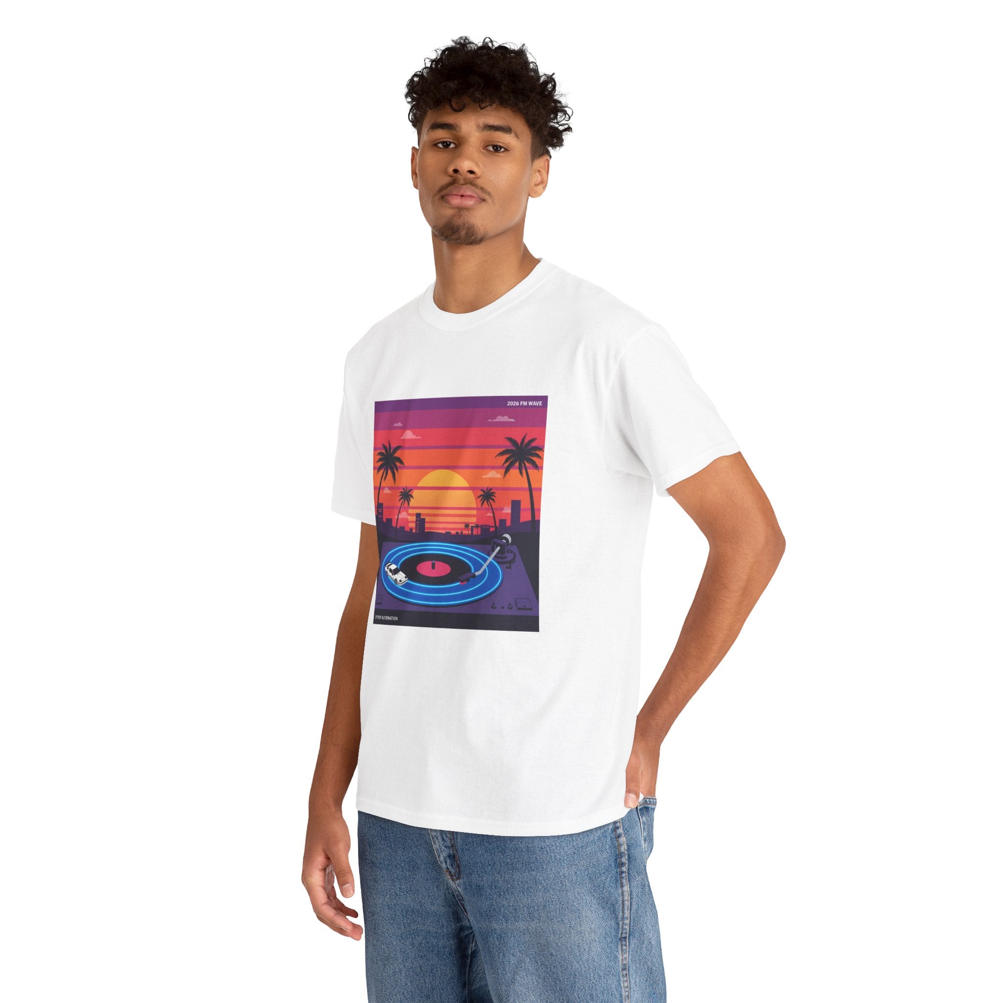 Sunset Vinyl Record T-Shirt — Retro Beachwave Music Tee
