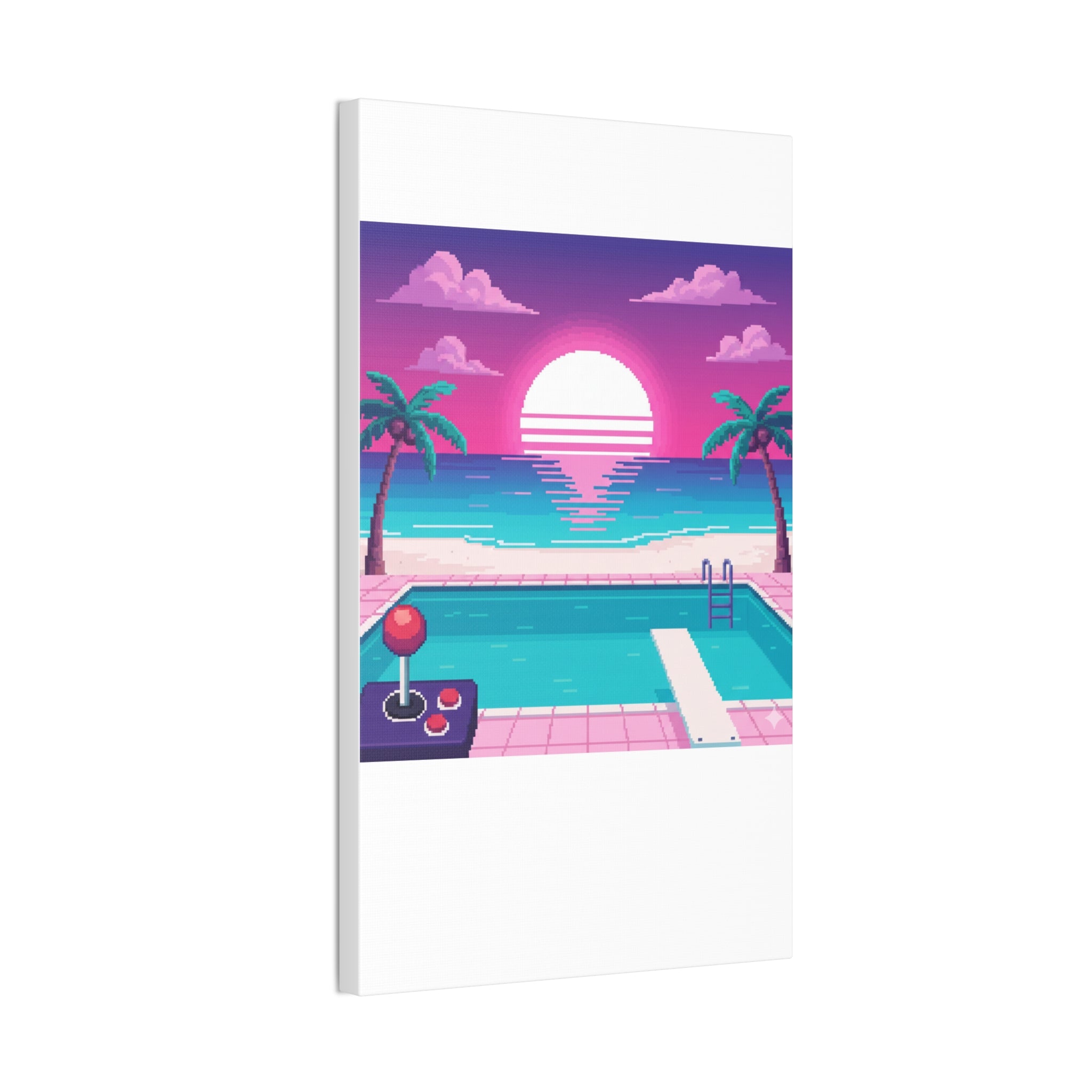 Retro Vaporwave Beach Canvas Print