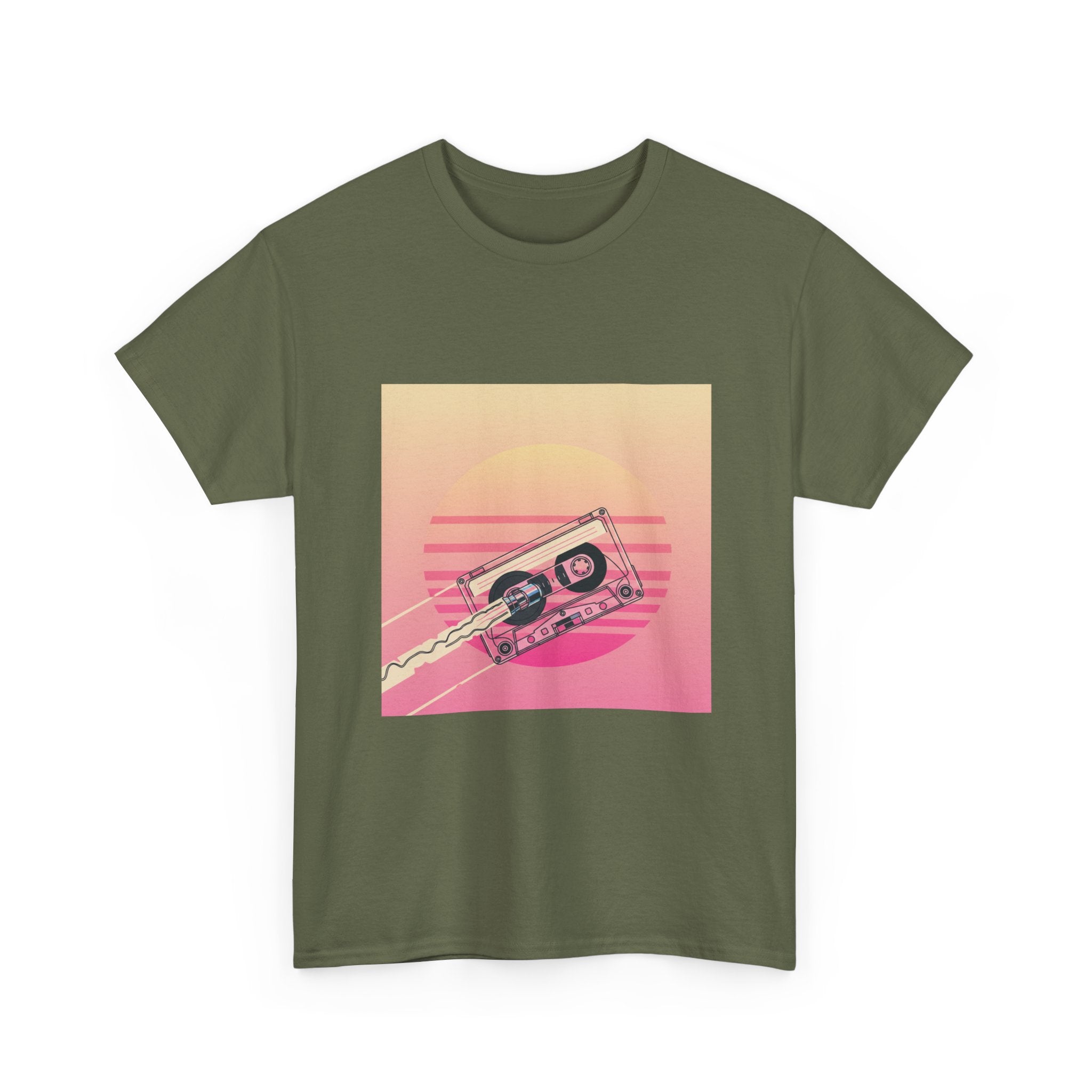 Cassette Sunset Tee — Retro Vaporwave Vintage Tape T-Shirt
