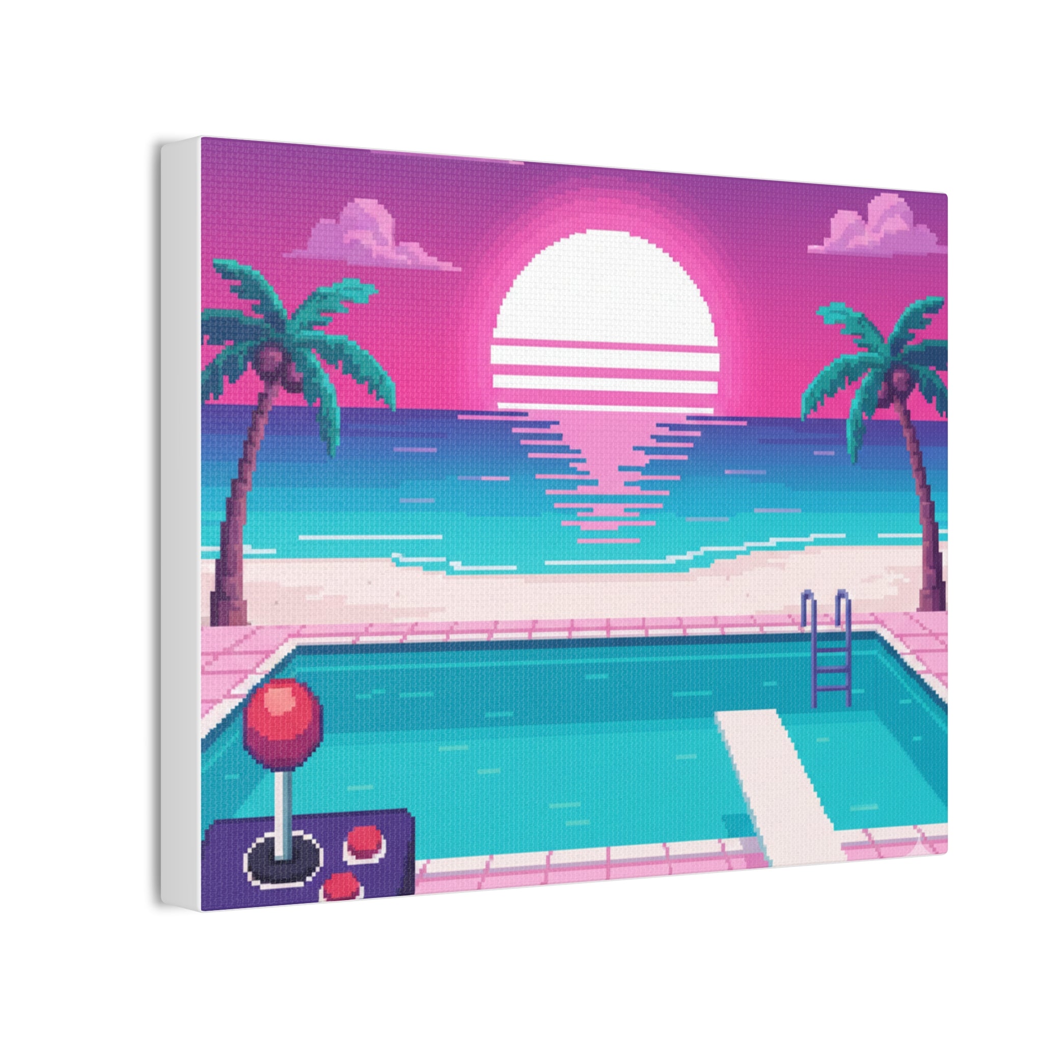Retro Vaporwave Beach Canvas Print