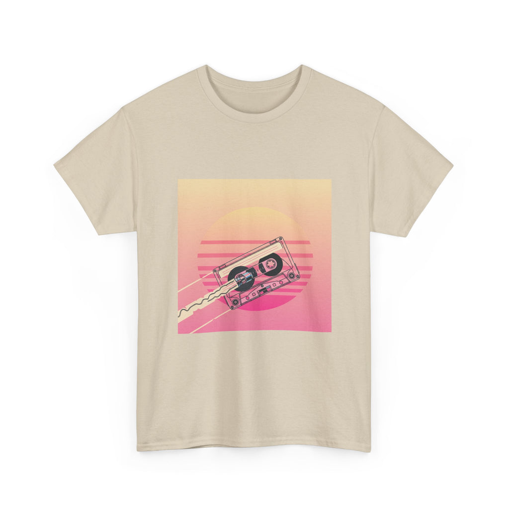 Cassette Sunset Tee — Retro Vaporwave Vintage Tape T-Shirt