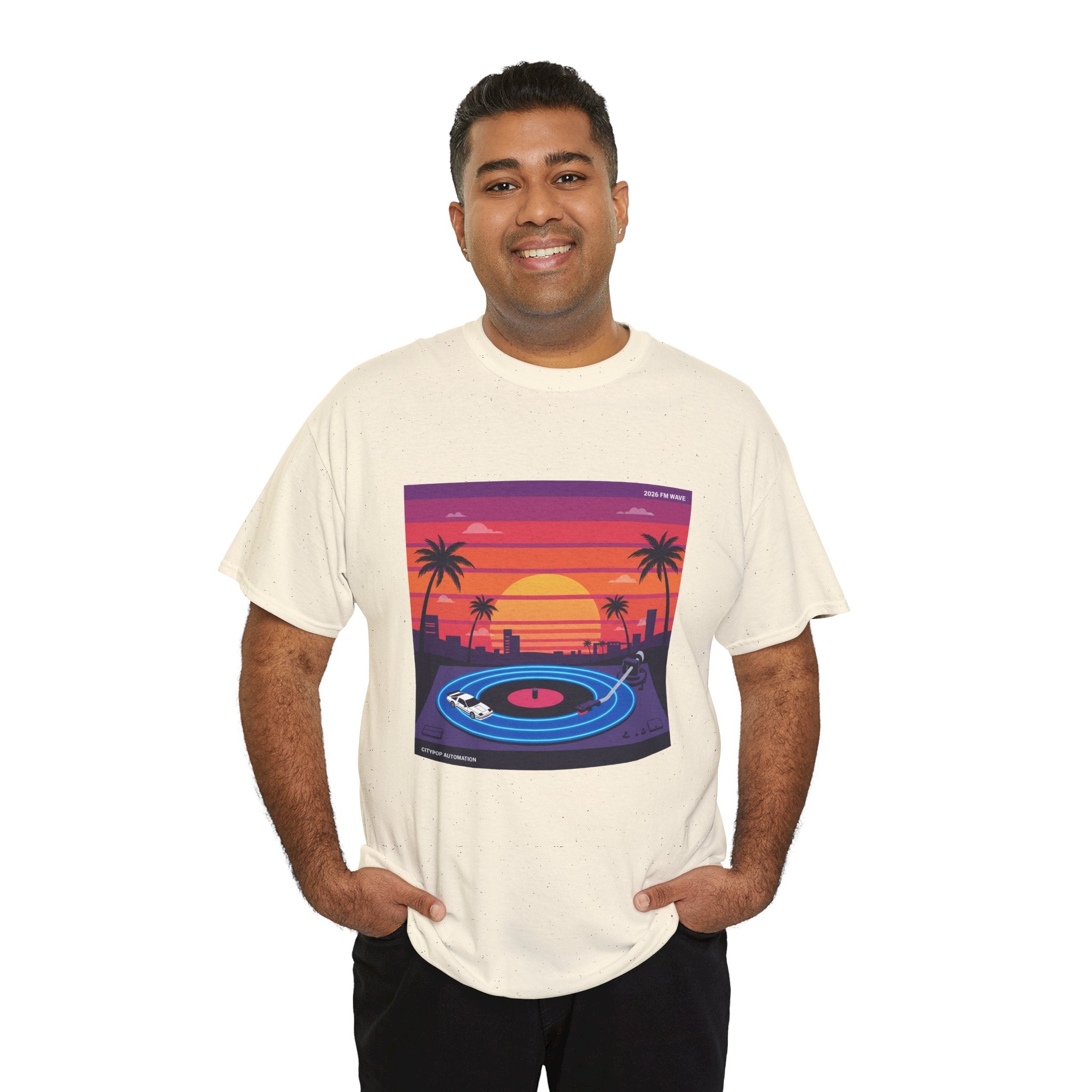 Sunset Vinyl Record T-Shirt — Retro Beachwave Music Tee