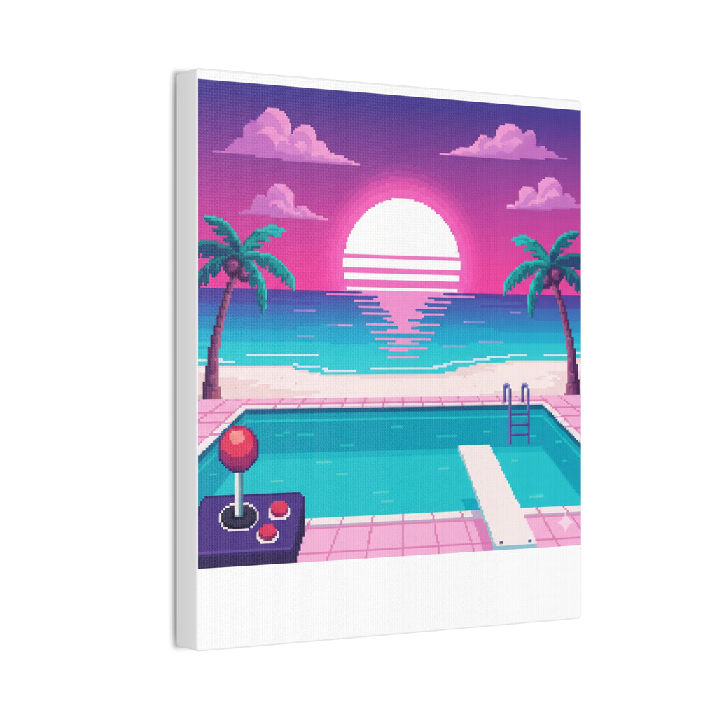 Retro Vaporwave Beach Canvas Print