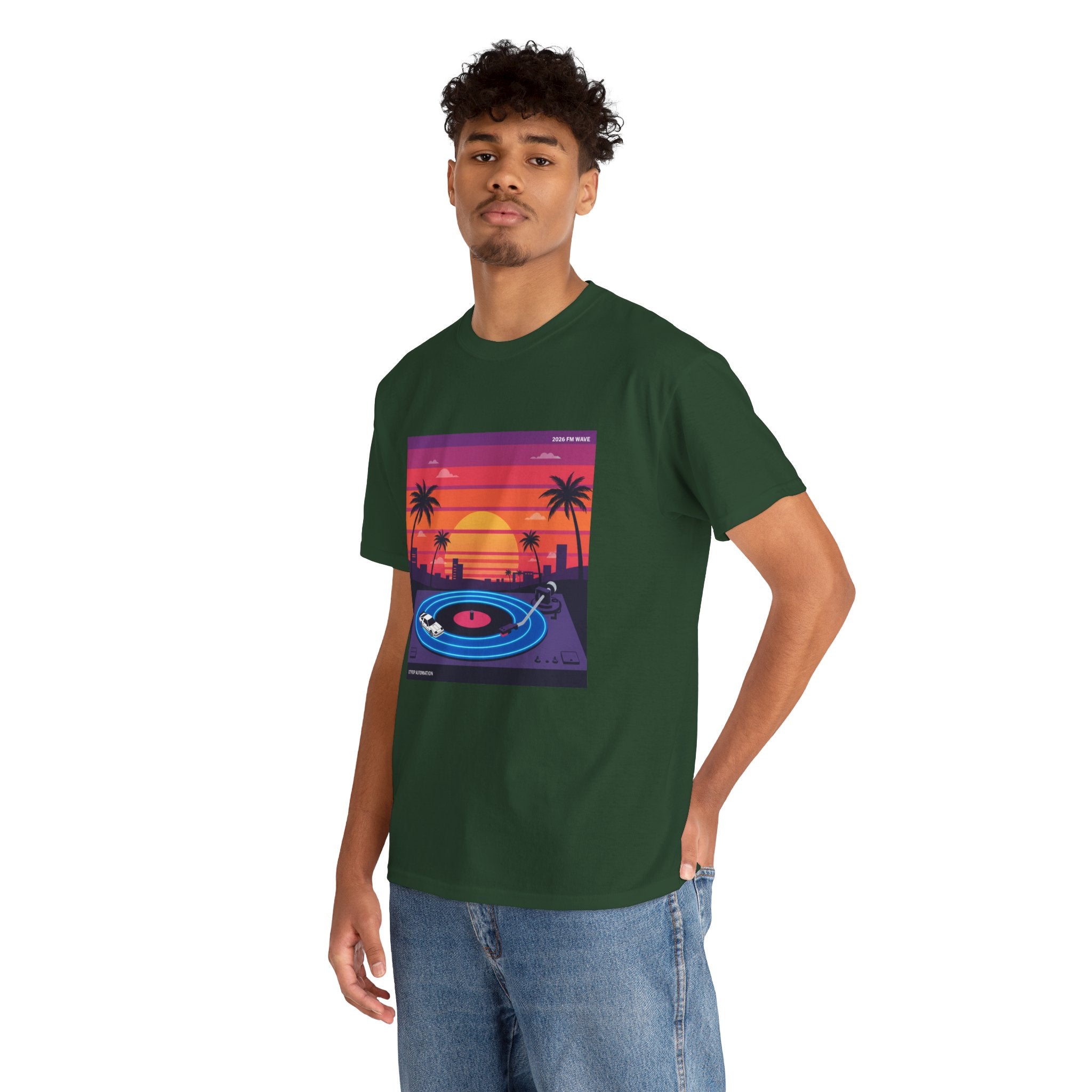 Sunset Vinyl Record T-Shirt — Retro Beachwave Music Tee
