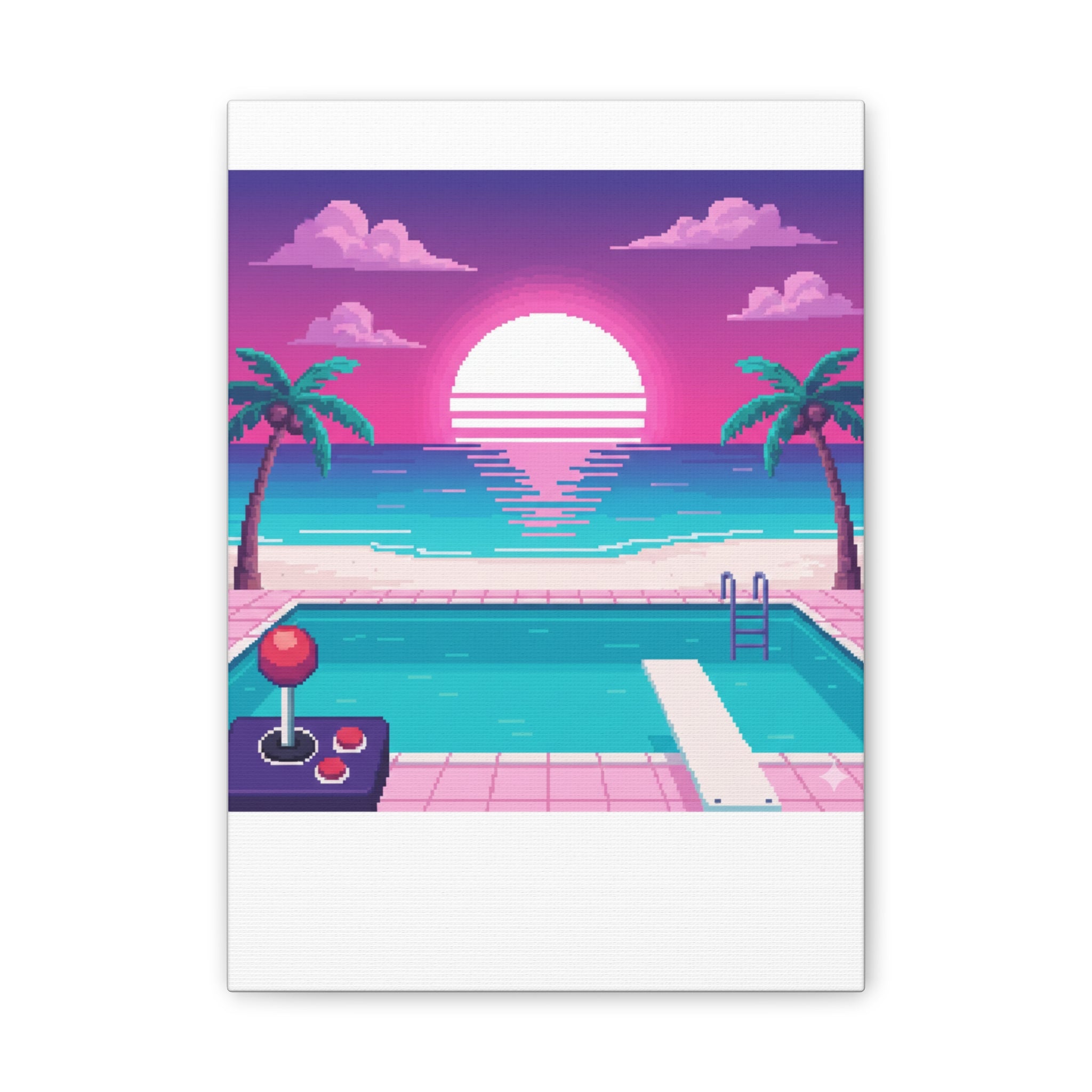 Retro Vaporwave Beach Canvas Print