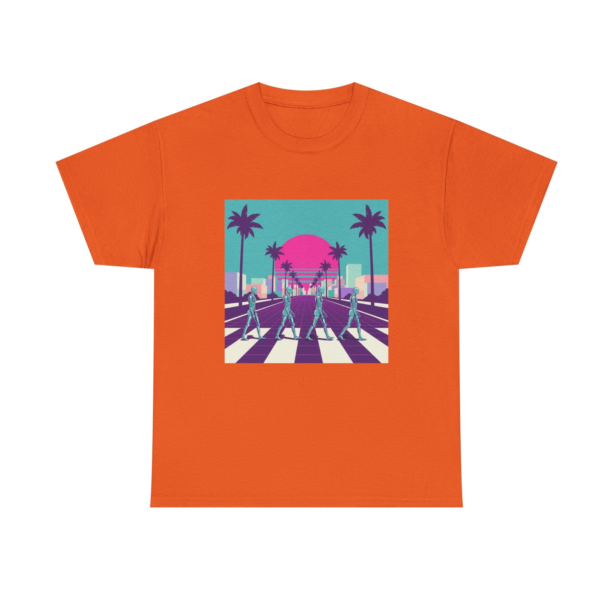 Retro Sunset Beach Tee — Vaporwave Palm Tree Skate Crossing T-Shirt