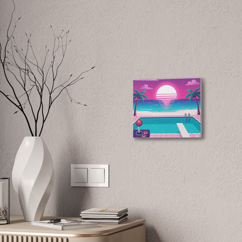 Retro Vaporwave Beach Canvas Print