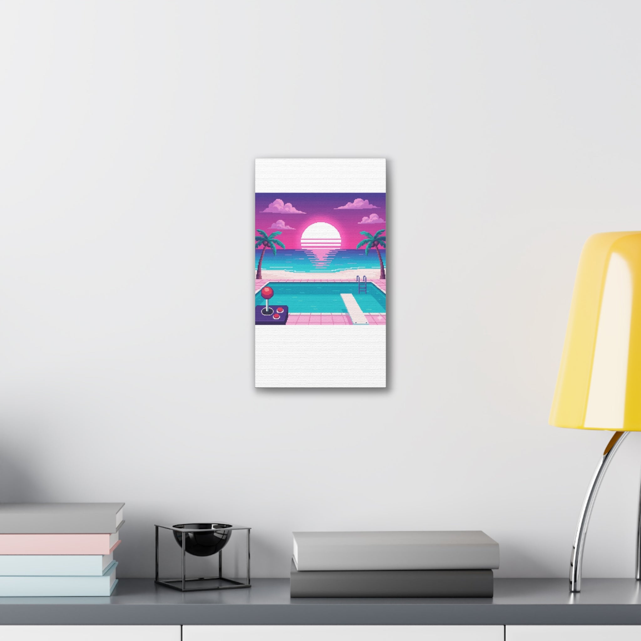 Retro Vaporwave Beach Canvas Print