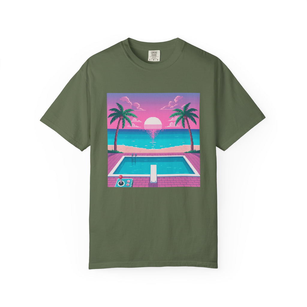 Retro Miami Sunset poolside scene T-Shirt
