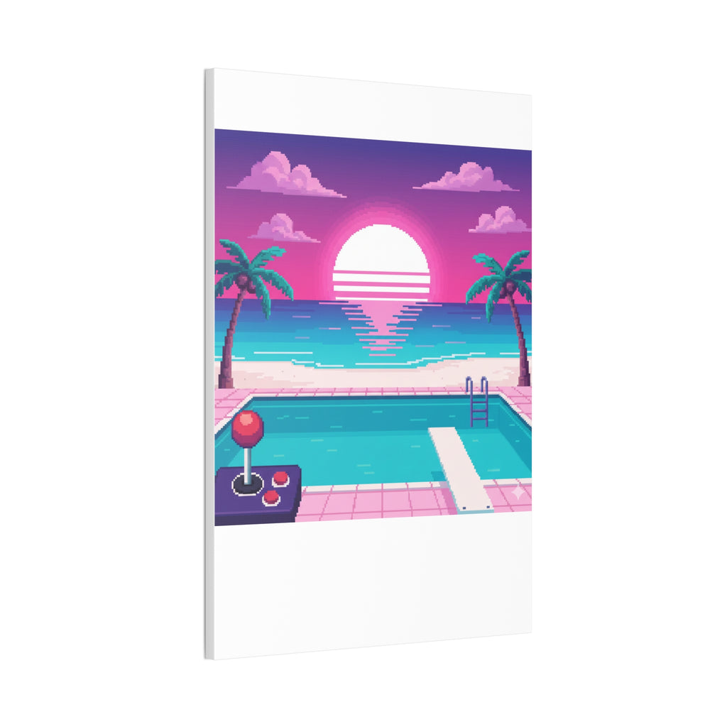 Retro Vaporwave Beach Canvas Print