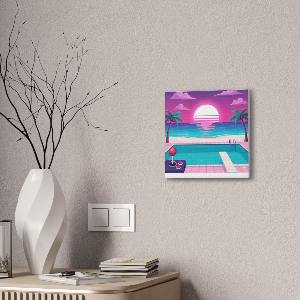 Retro Vaporwave Beach Canvas Print