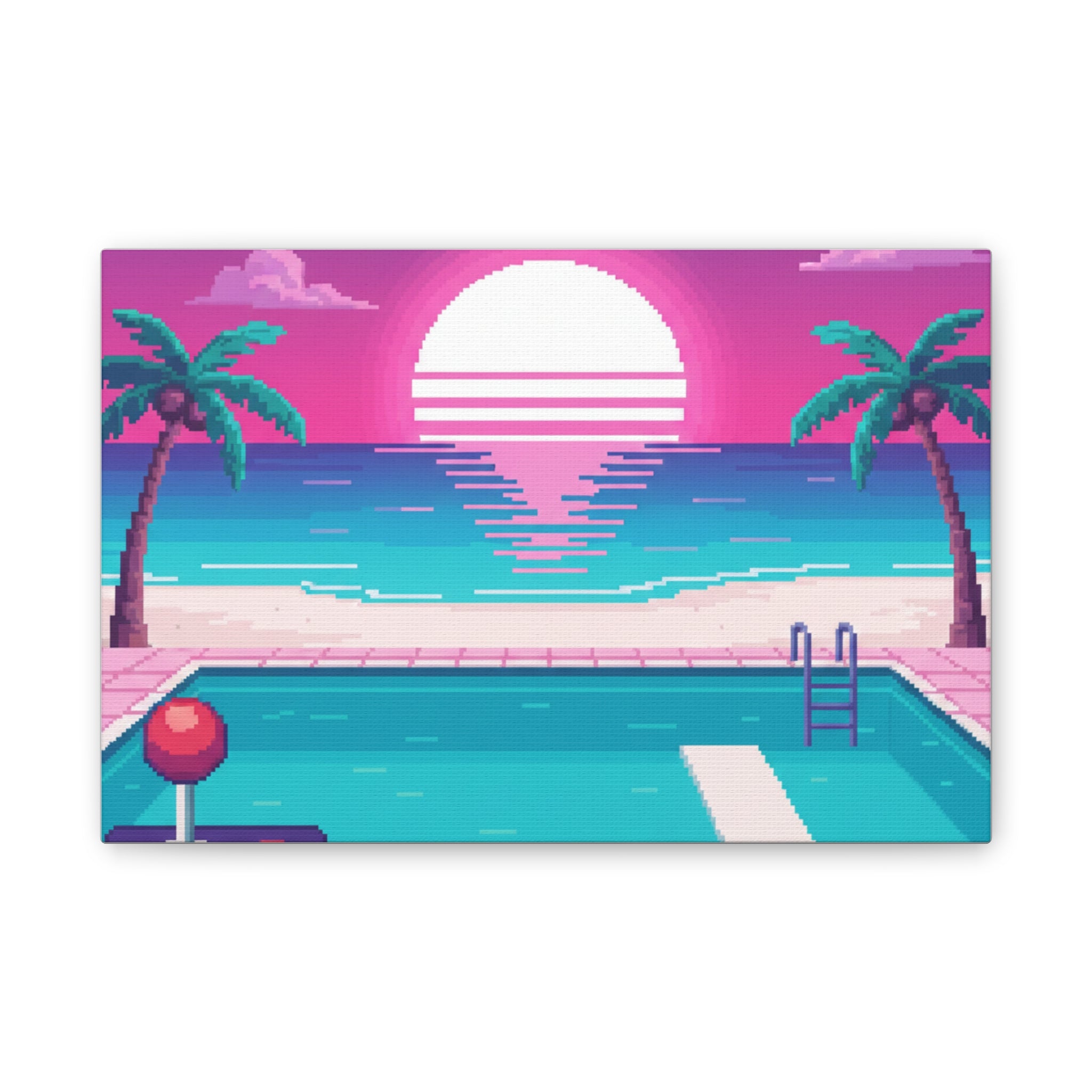 Retro Vaporwave Beach Canvas Print