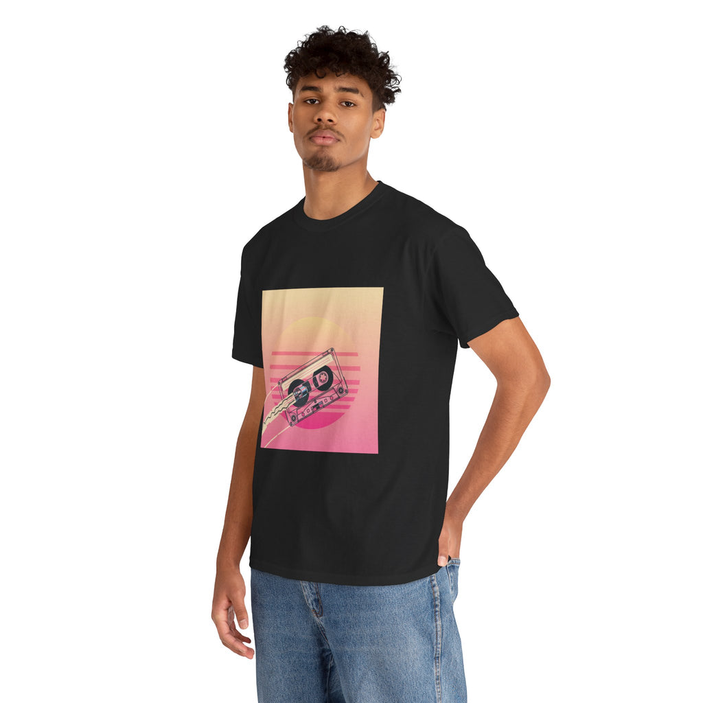 Cassette Sunset Tee — Retro Vaporwave Vintage Tape T-Shirt