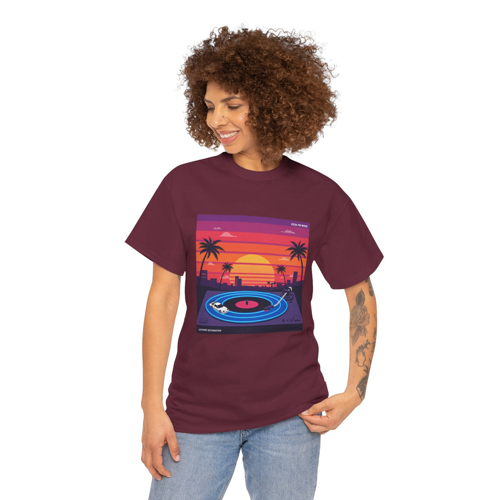 Sunset Vinyl Record T-Shirt — Retro Beachwave Music Tee