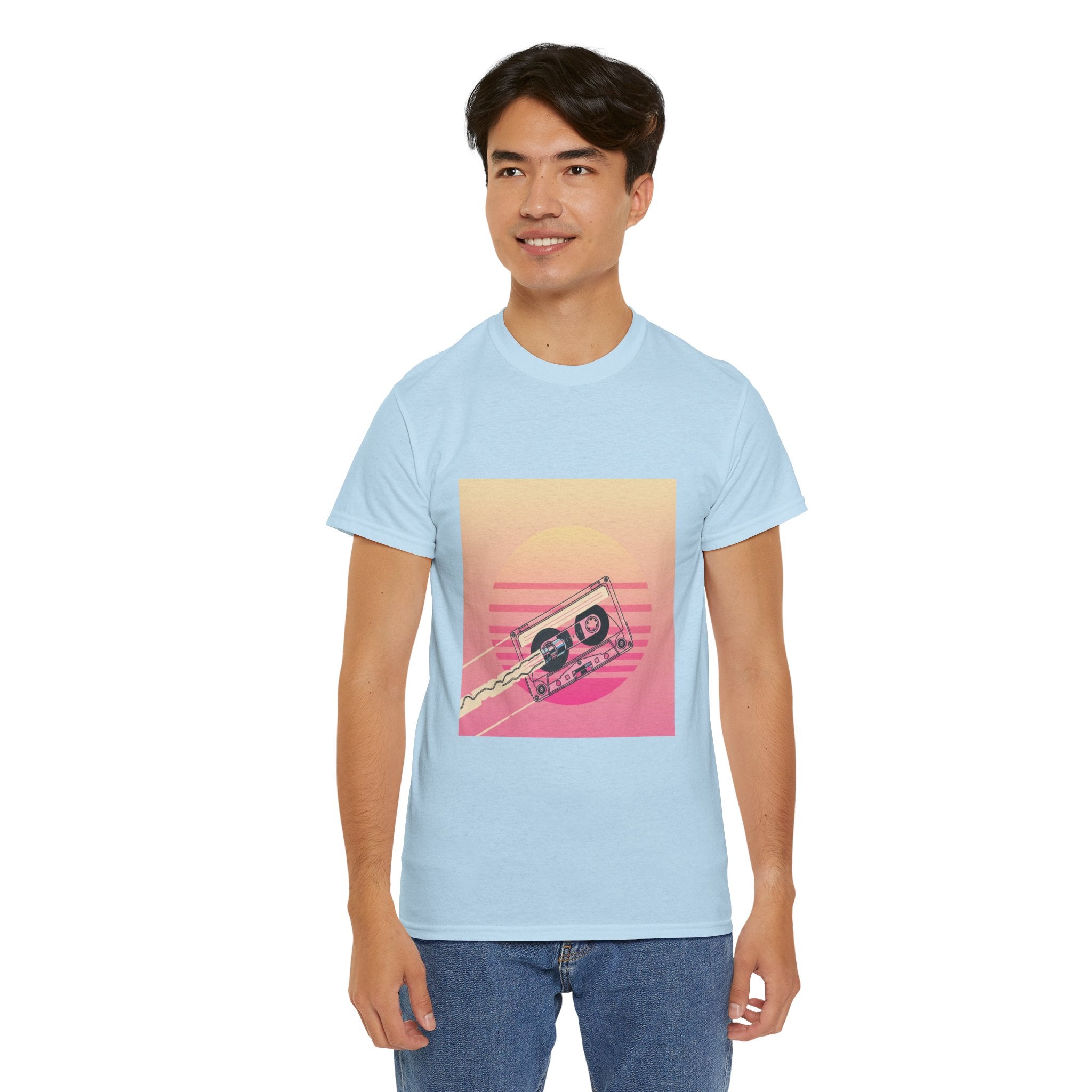 Cassette Sunset Tee — Retro Vaporwave Vintage Tape T-Shirt