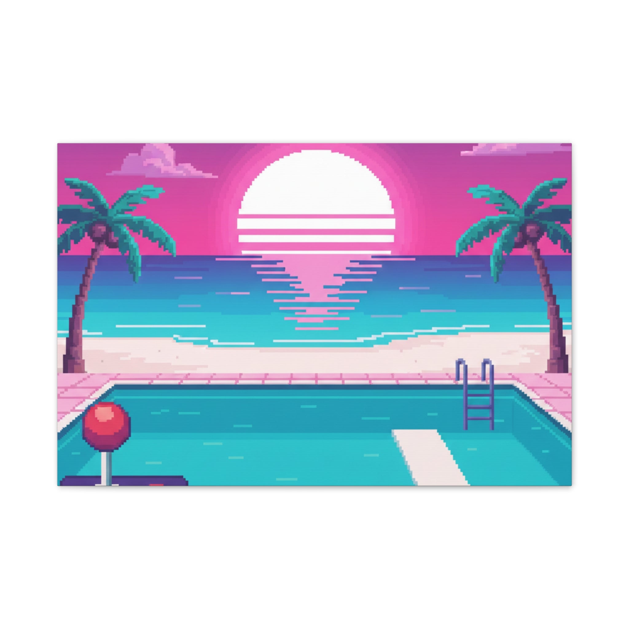 Retro Vaporwave Beach Canvas Print