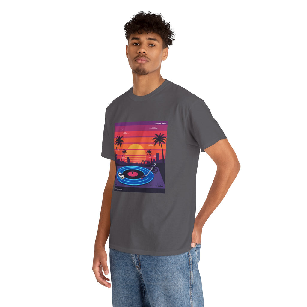 Sunset Vinyl Record T-Shirt — Retro Beachwave Music Tee
