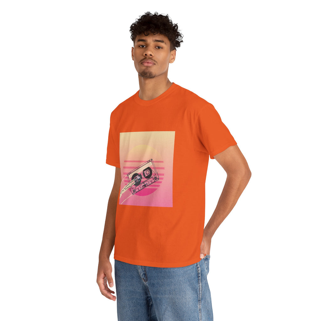 Cassette Sunset Tee — Retro Vaporwave Vintage Tape T-Shirt