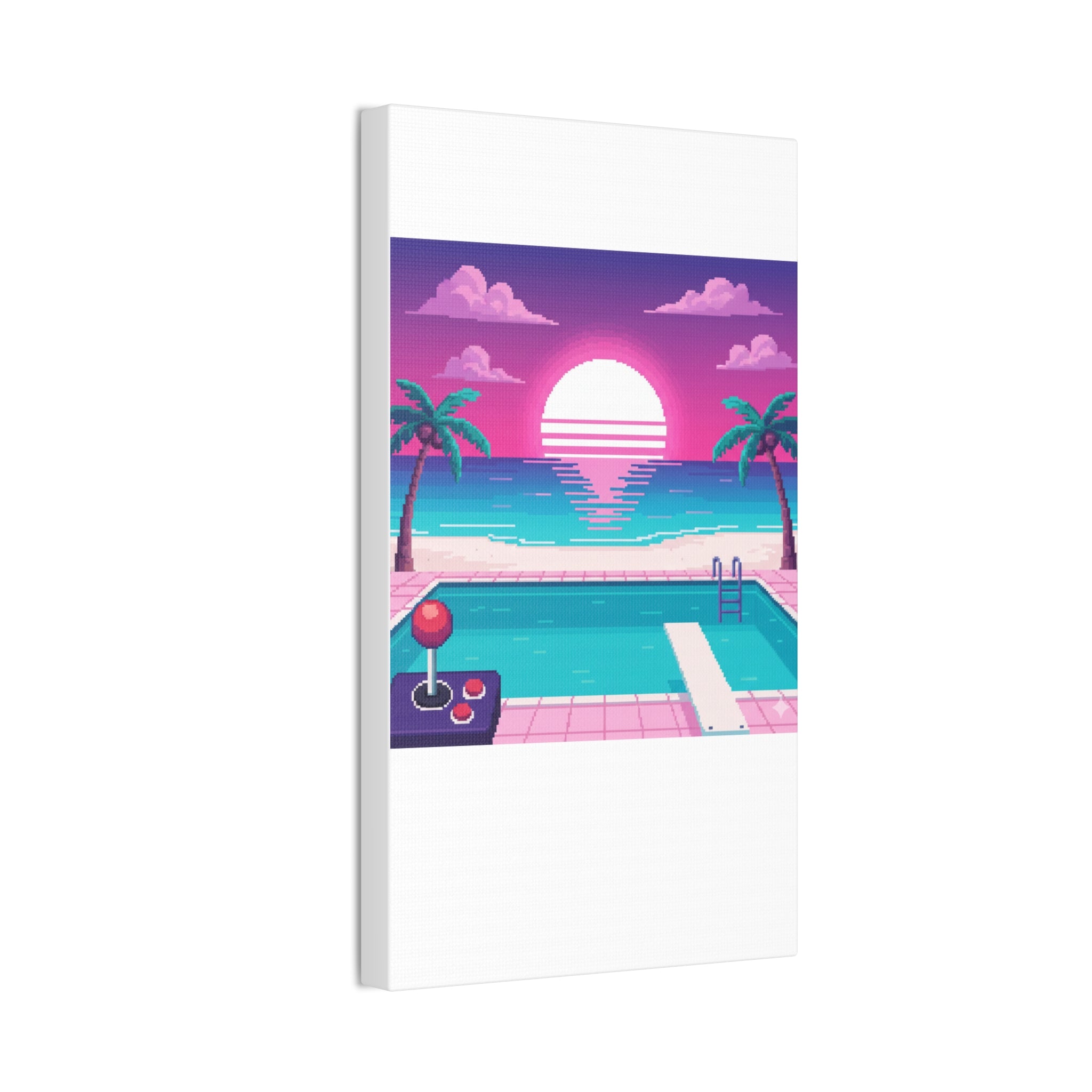 Retro Vaporwave Beach Canvas Print
