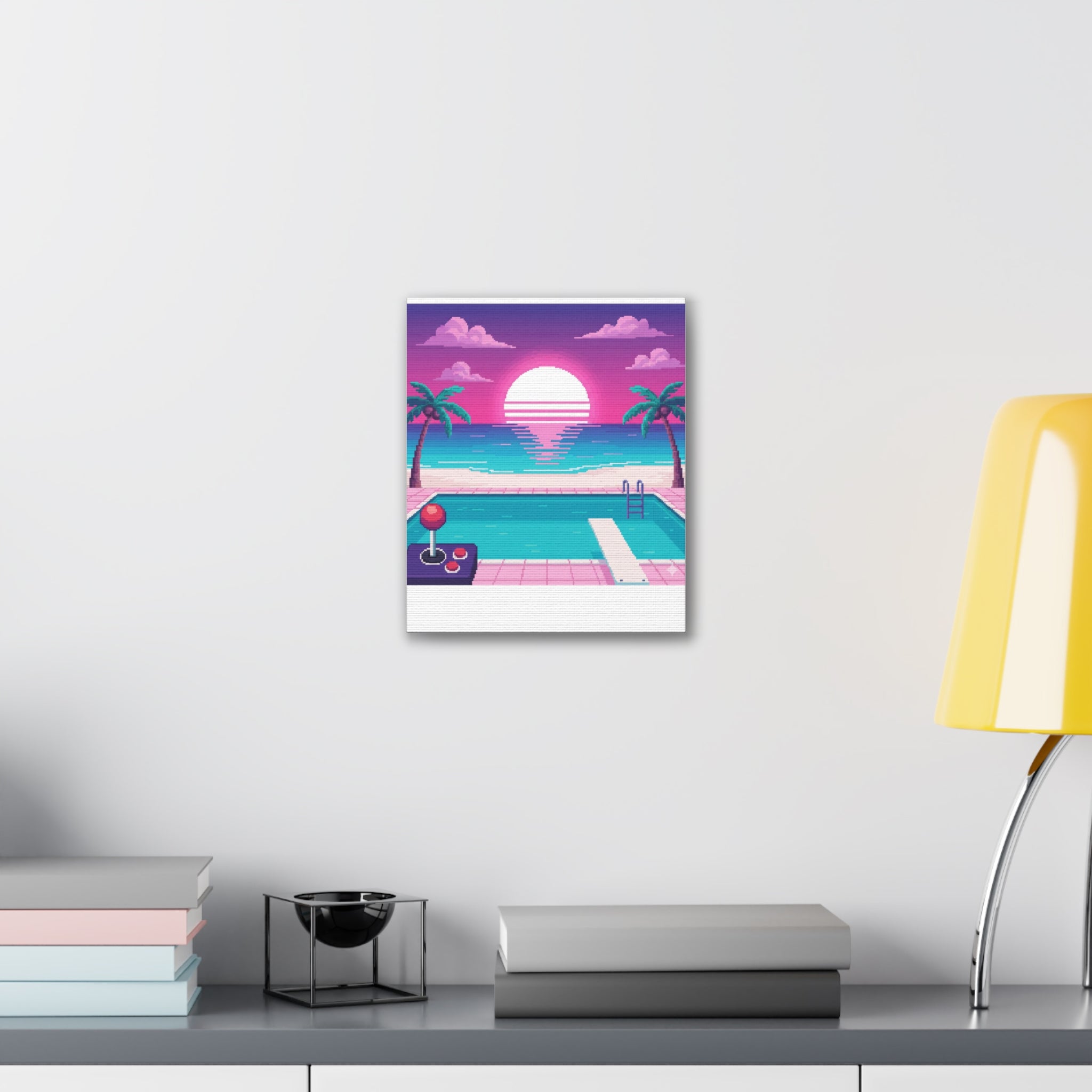 Retro Vaporwave Beach Canvas Print