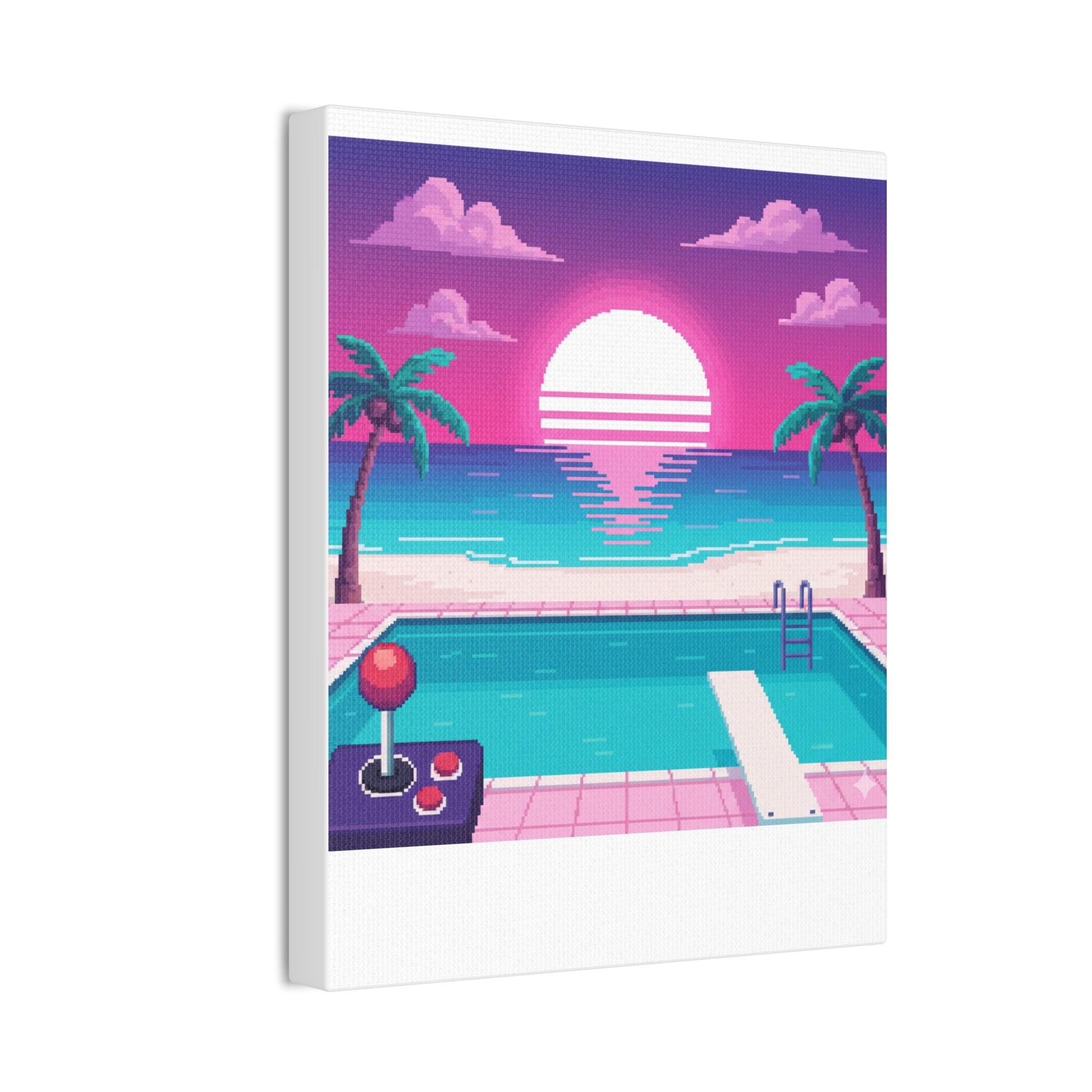 Retro Vaporwave Beach Canvas Print