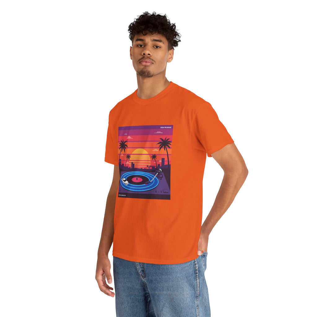 Sunset Vinyl Record T-Shirt — Retro Beachwave Music Tee