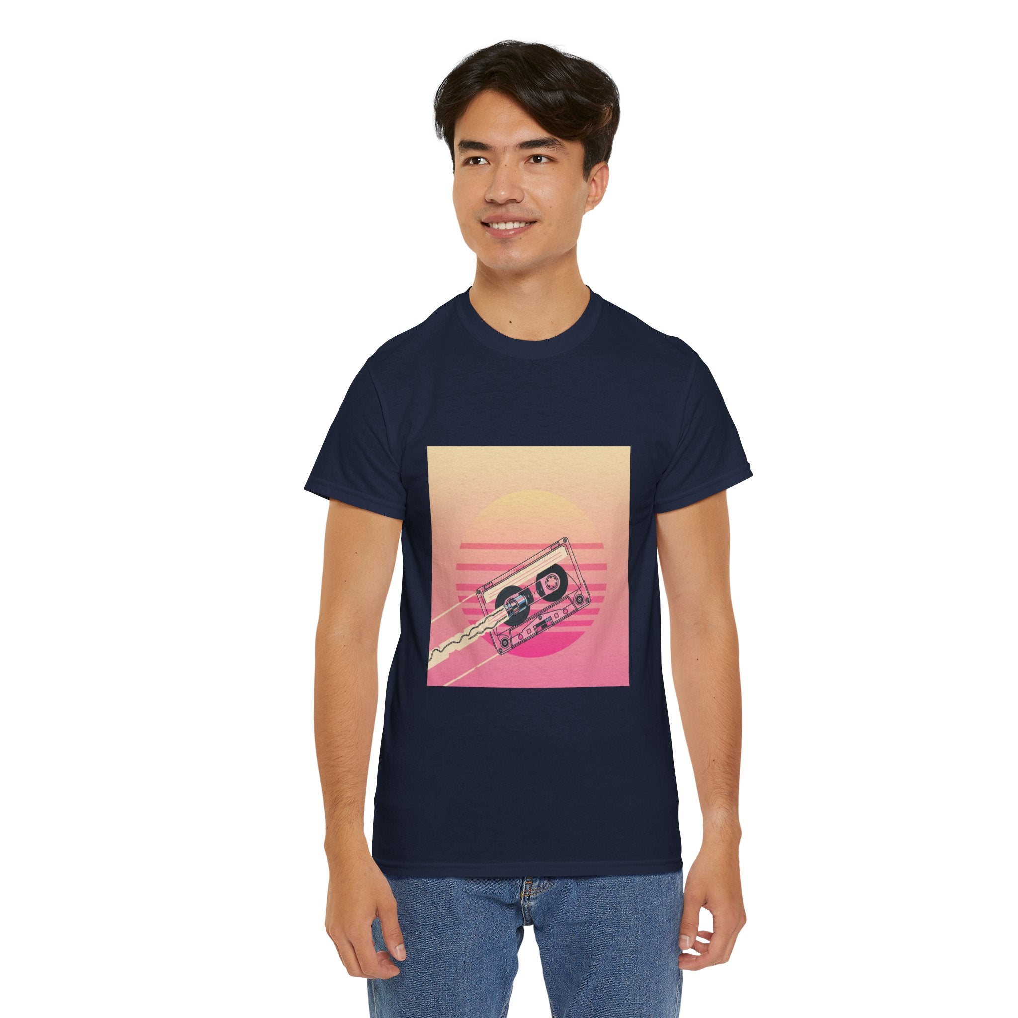 Cassette Sunset Tee — Retro Vaporwave Vintage Tape T-Shirt