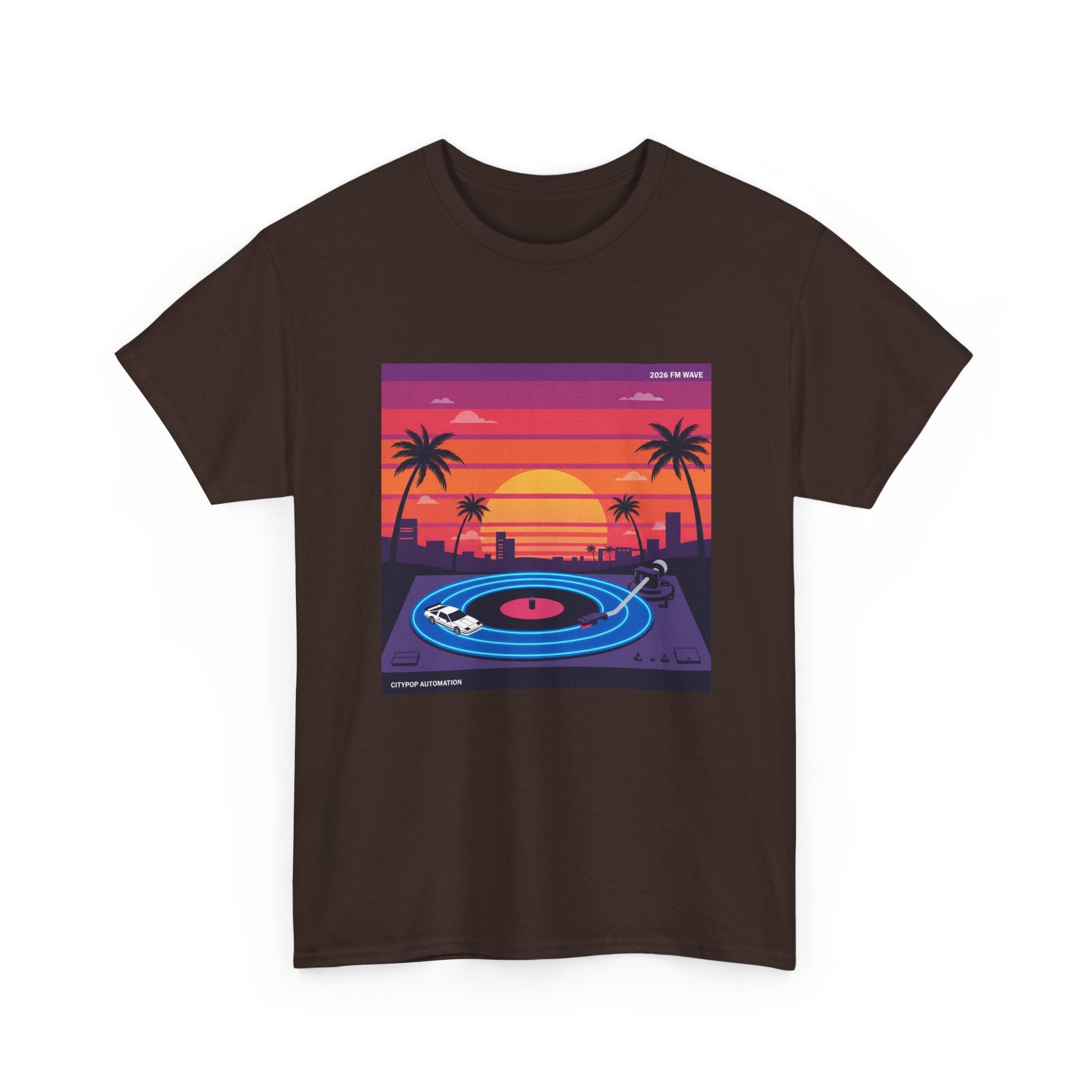 Sunset Vinyl Record T-Shirt — Retro Beachwave Music Tee