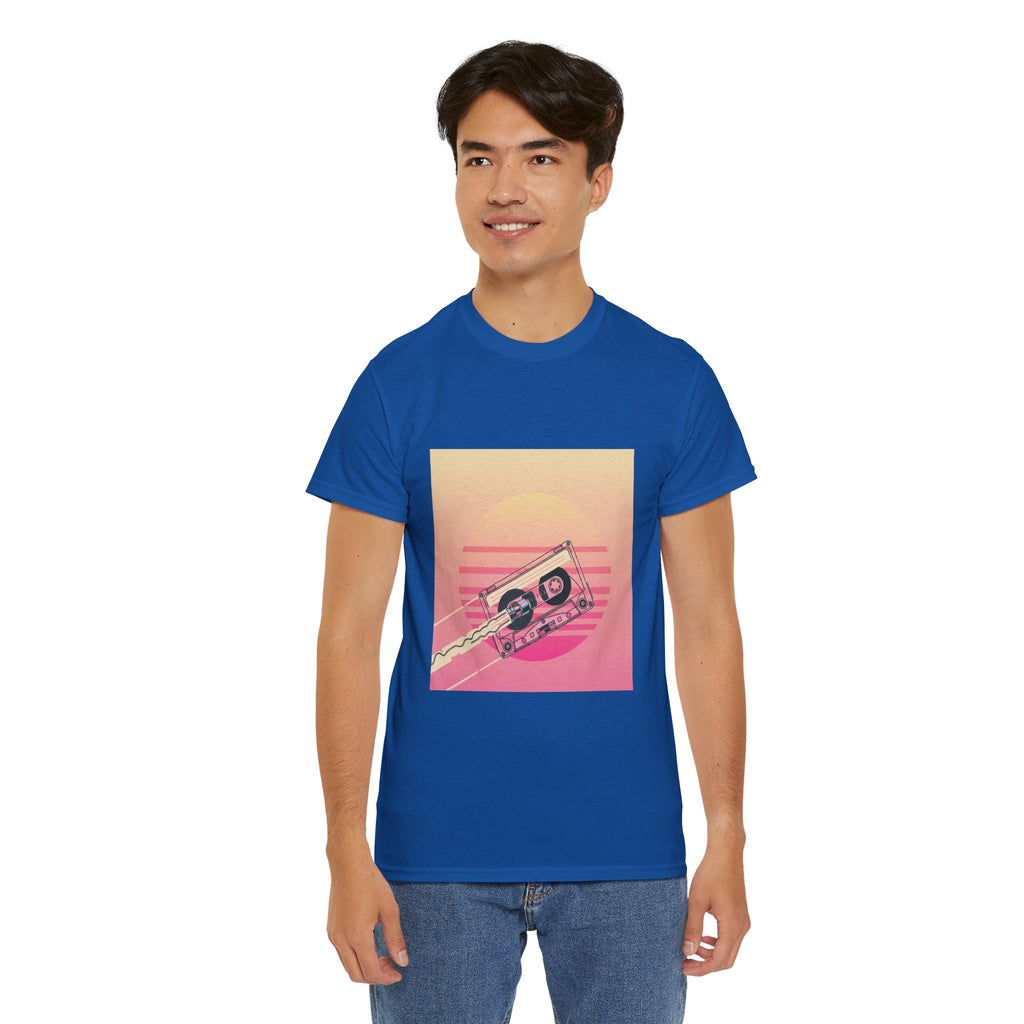 Cassette Sunset Tee — Retro Vaporwave Vintage Tape T-Shirt