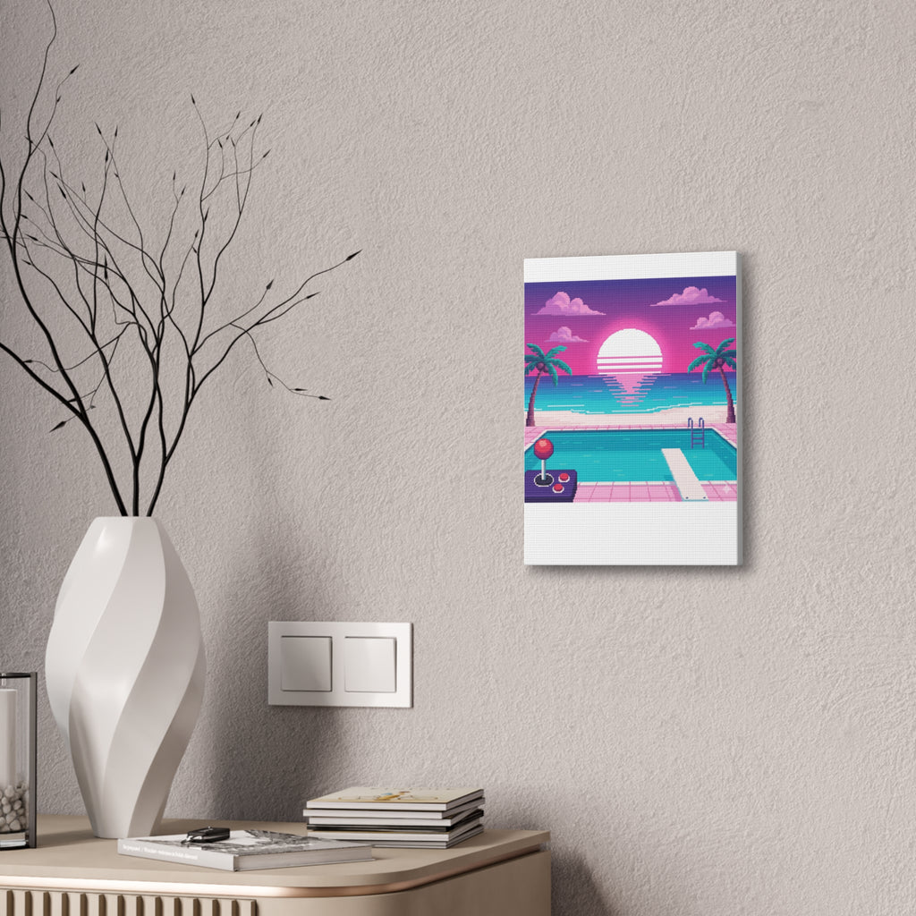 Retro Vaporwave Beach Canvas Print