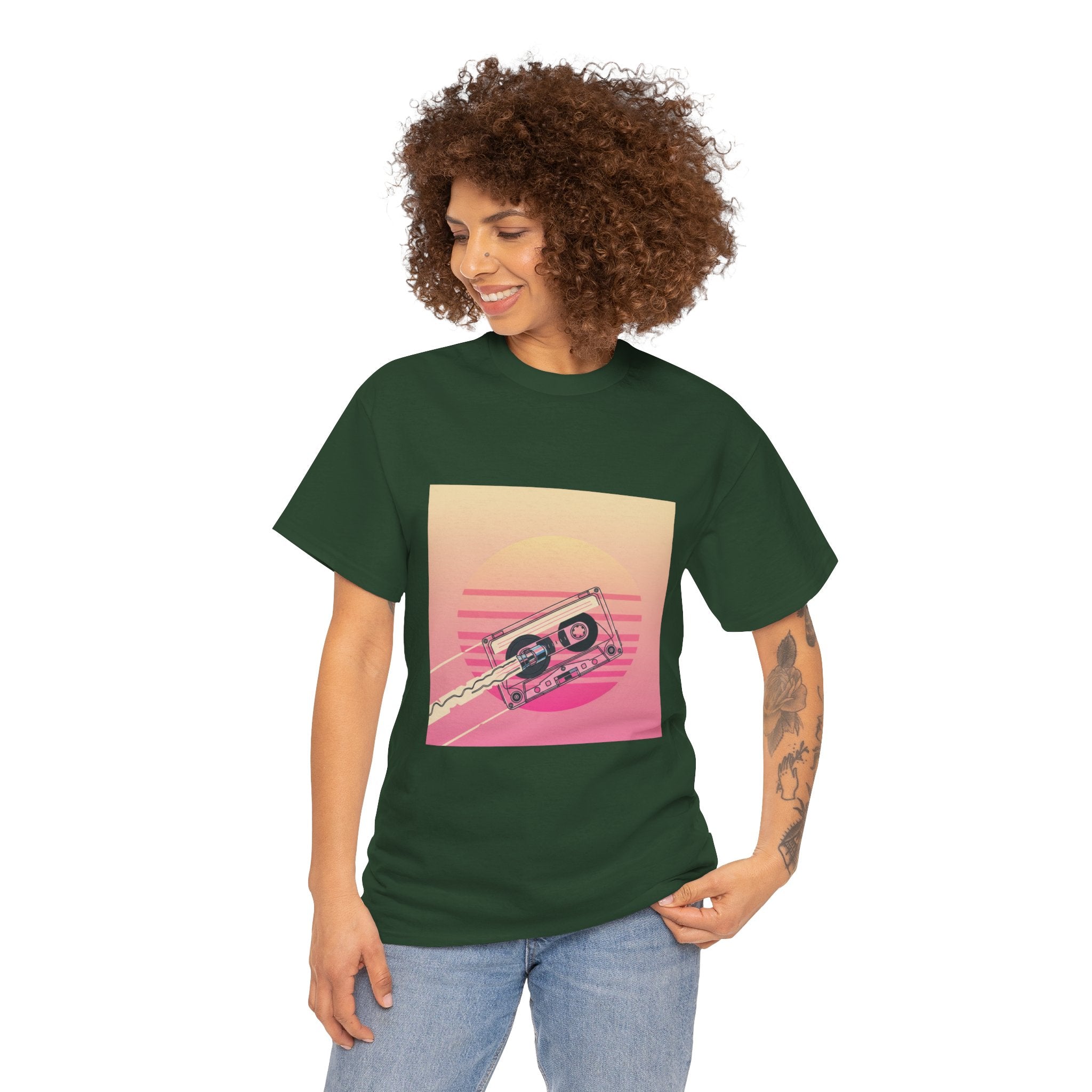 Cassette Sunset Tee — Retro Vaporwave Vintage Tape T-Shirt