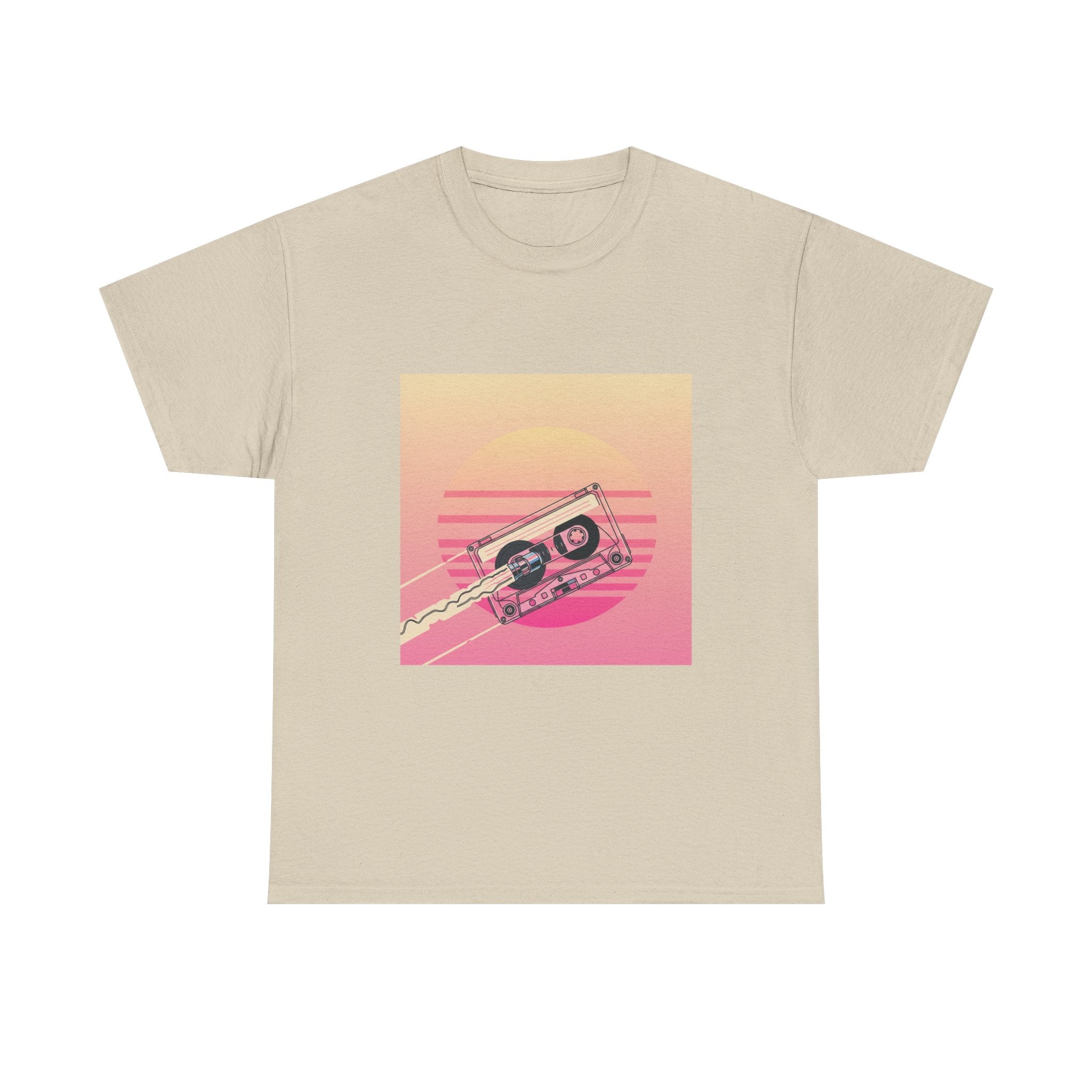 Cassette Sunset Tee — Retro Vaporwave Vintage Tape T-Shirt