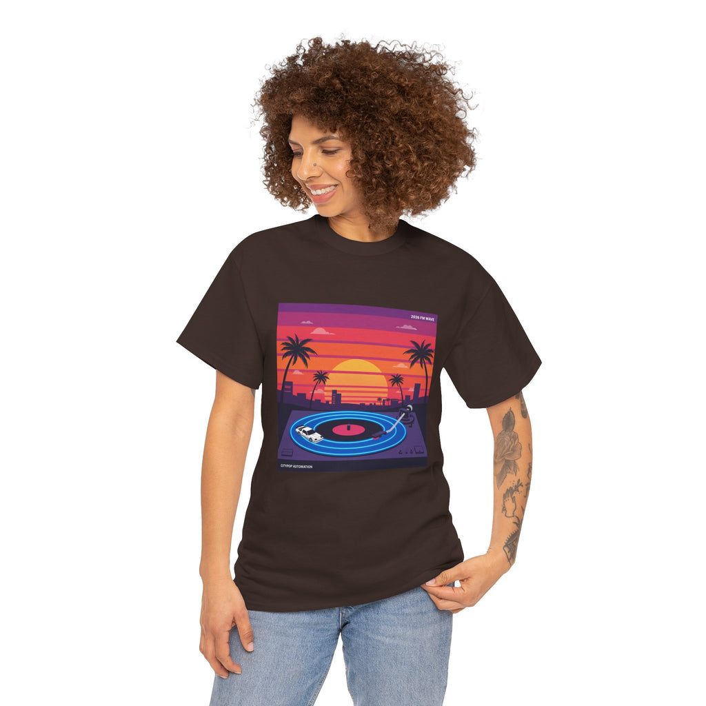 Sunset Vinyl Record T-Shirt — Retro Beachwave Music Tee