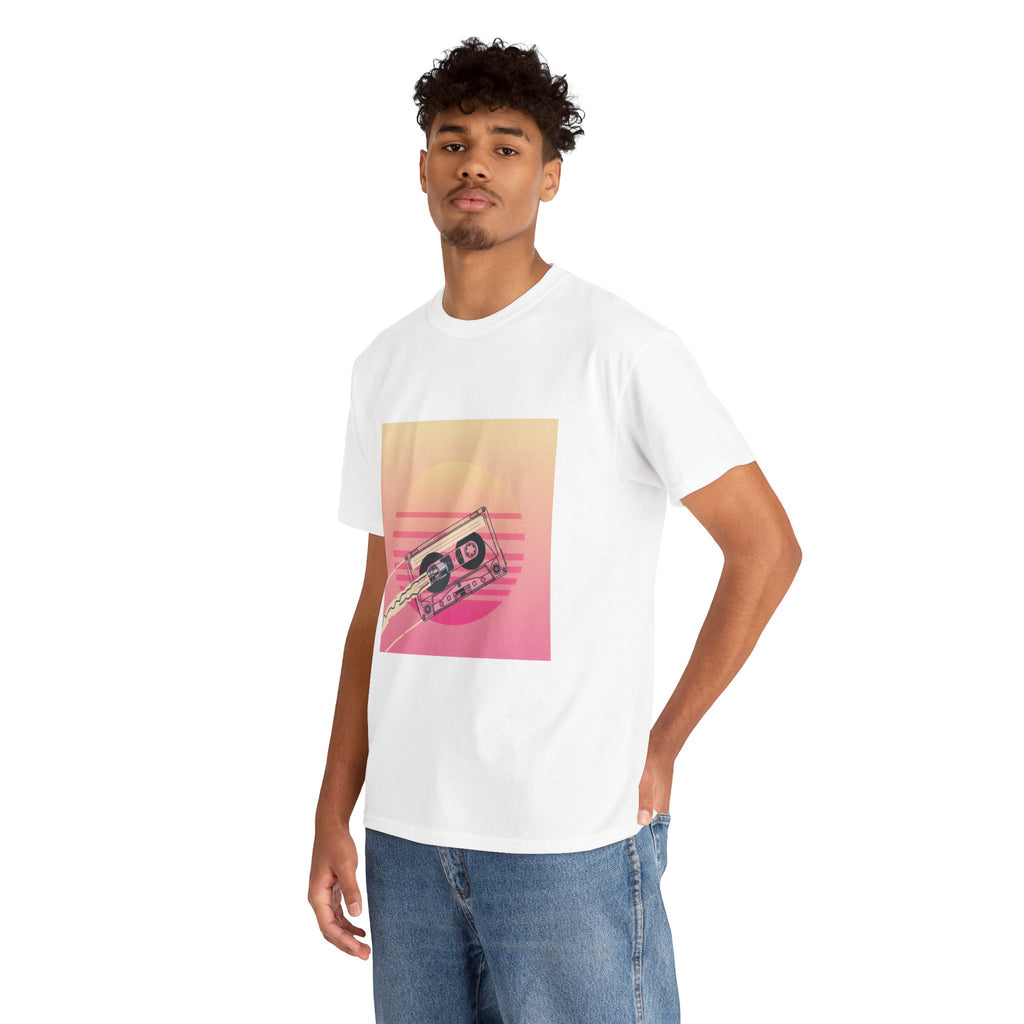 Cassette Sunset Tee — Retro Vaporwave Vintage Tape T-Shirt