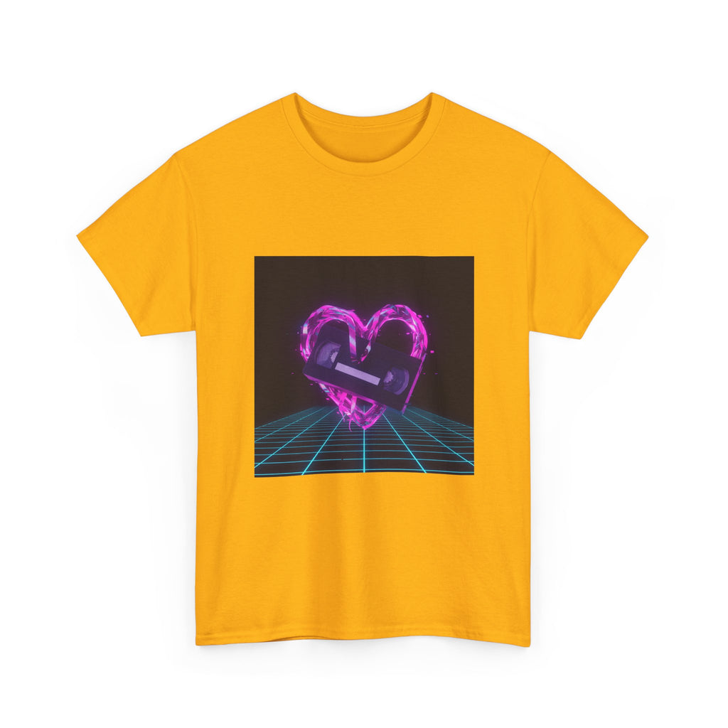 Retro Neon Heart Tee — Vaporwave Pink Heart with Bandage Graphic