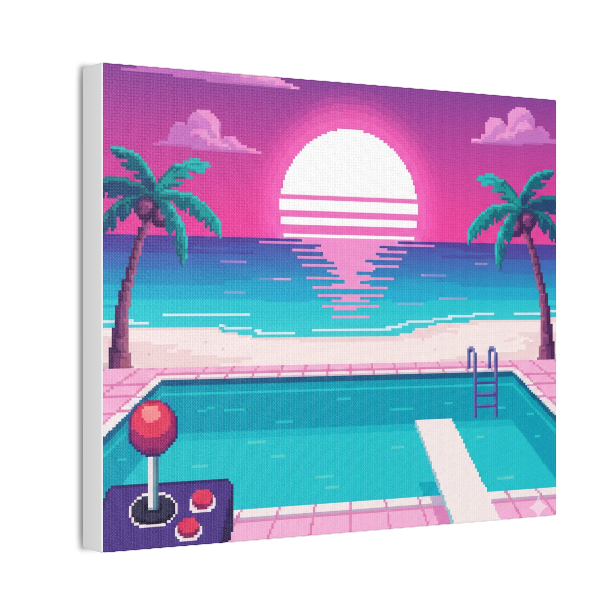 Retro Vaporwave Beach Canvas Print