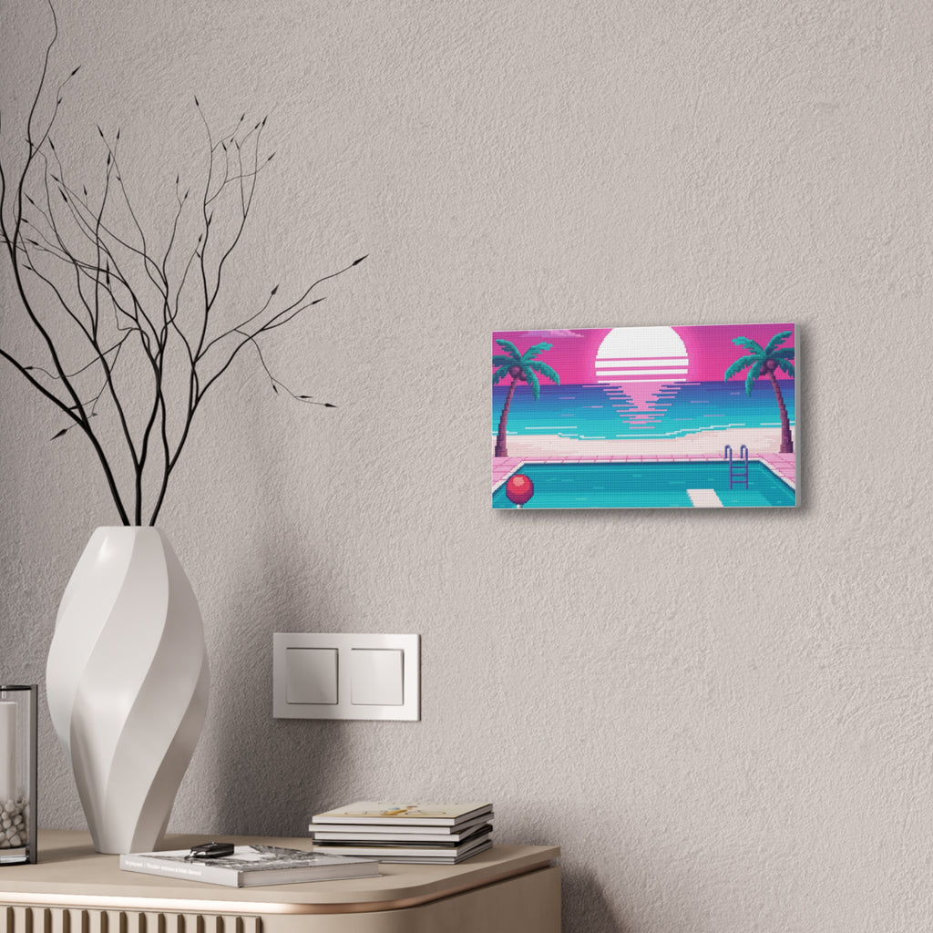 Retro Vaporwave Beach Canvas Print