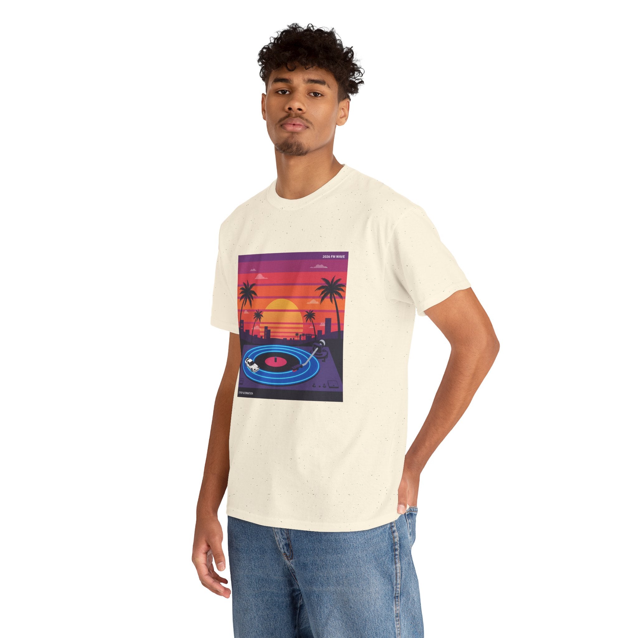 Sunset Vinyl Record T-Shirt — Retro Beachwave Music Tee