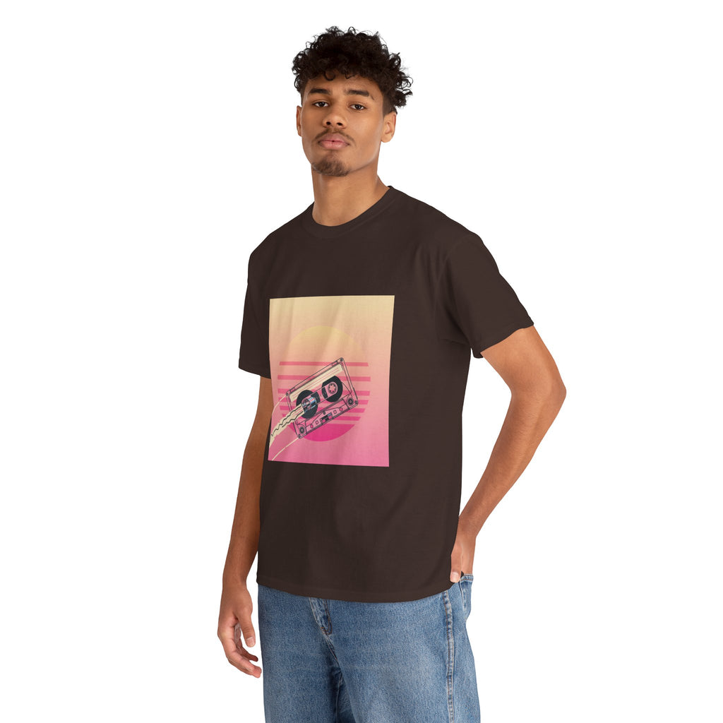 Cassette Sunset Tee — Retro Vaporwave Vintage Tape T-Shirt