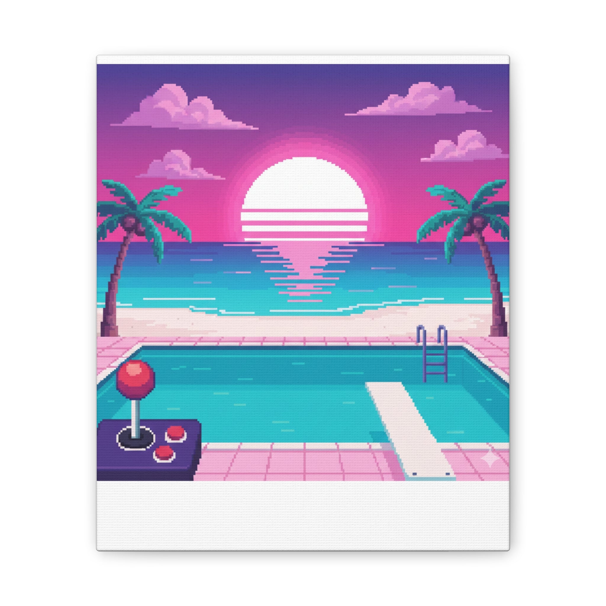 Retro Vaporwave Beach Canvas Print