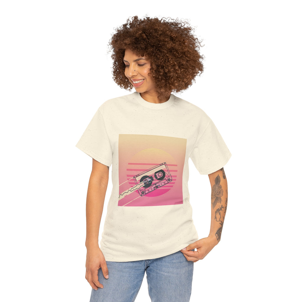Cassette Sunset Tee — Retro Vaporwave Vintage Tape T-Shirt