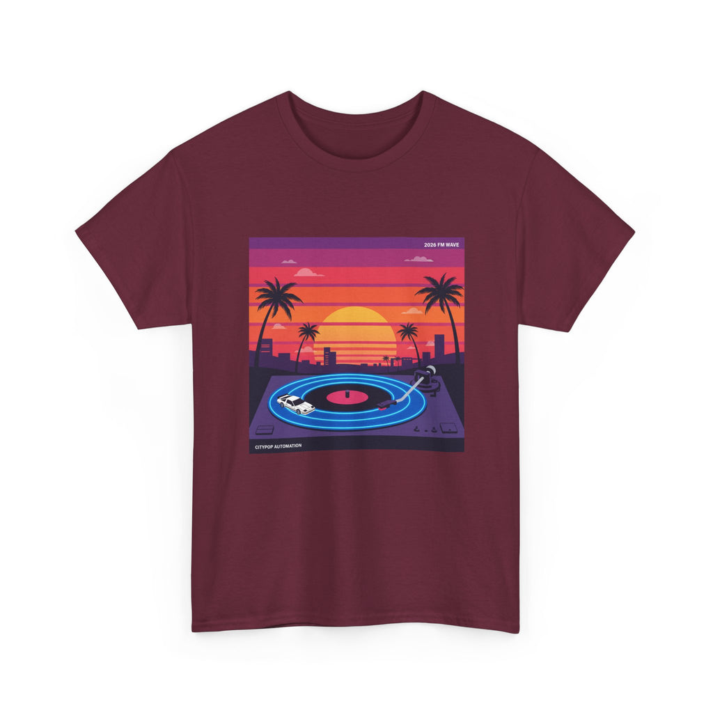 Sunset Vinyl Record T-Shirt — Retro Beachwave Music Tee