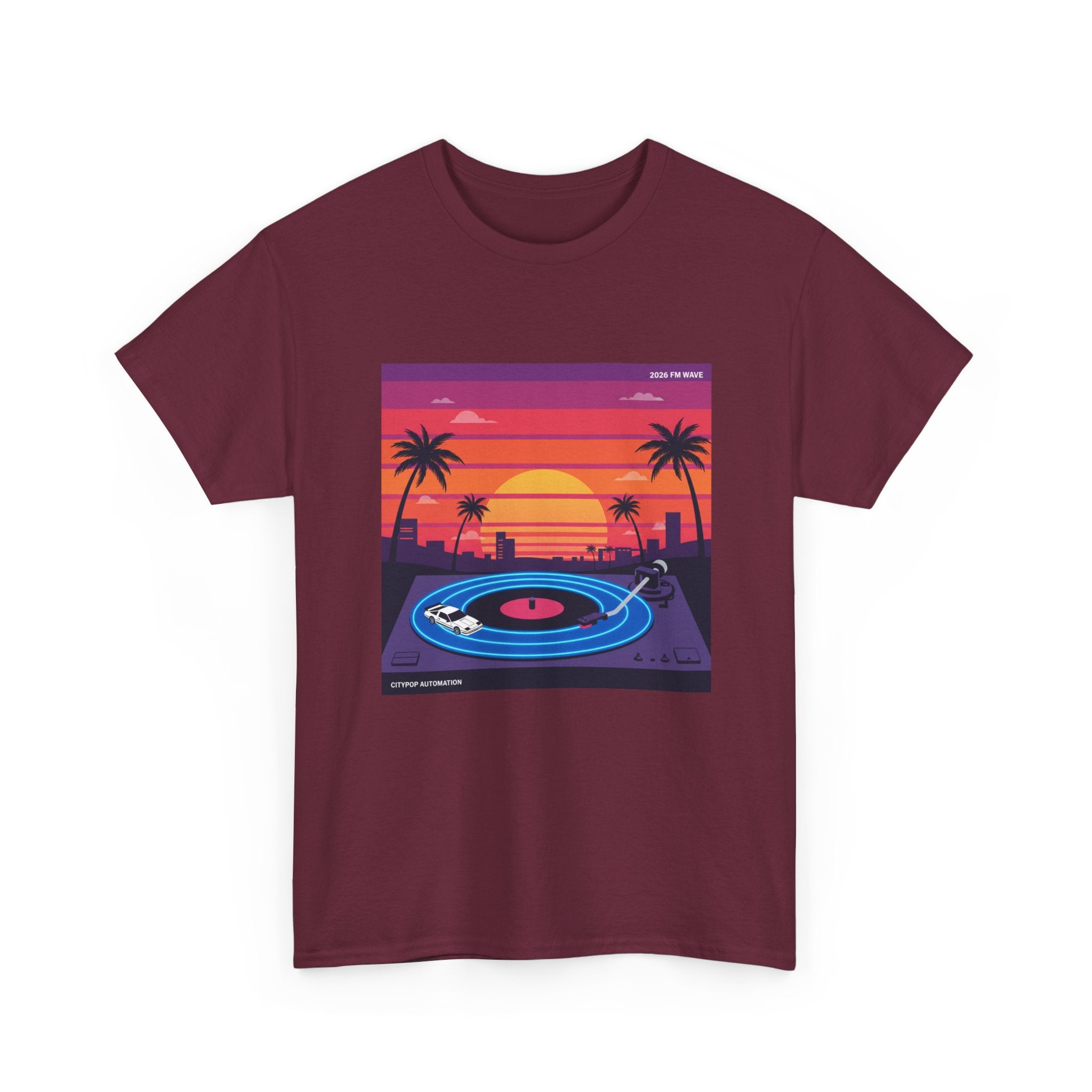 Sunset Vinyl Record T-Shirt — Retro Beachwave Music Tee