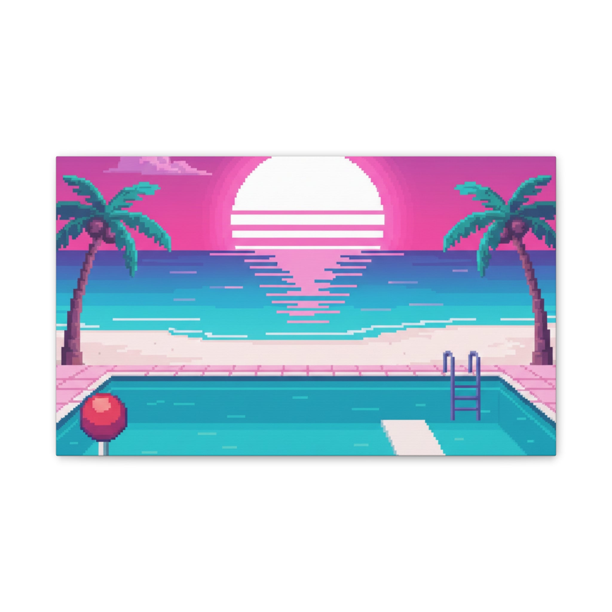 Retro Vaporwave Beach Canvas Print
