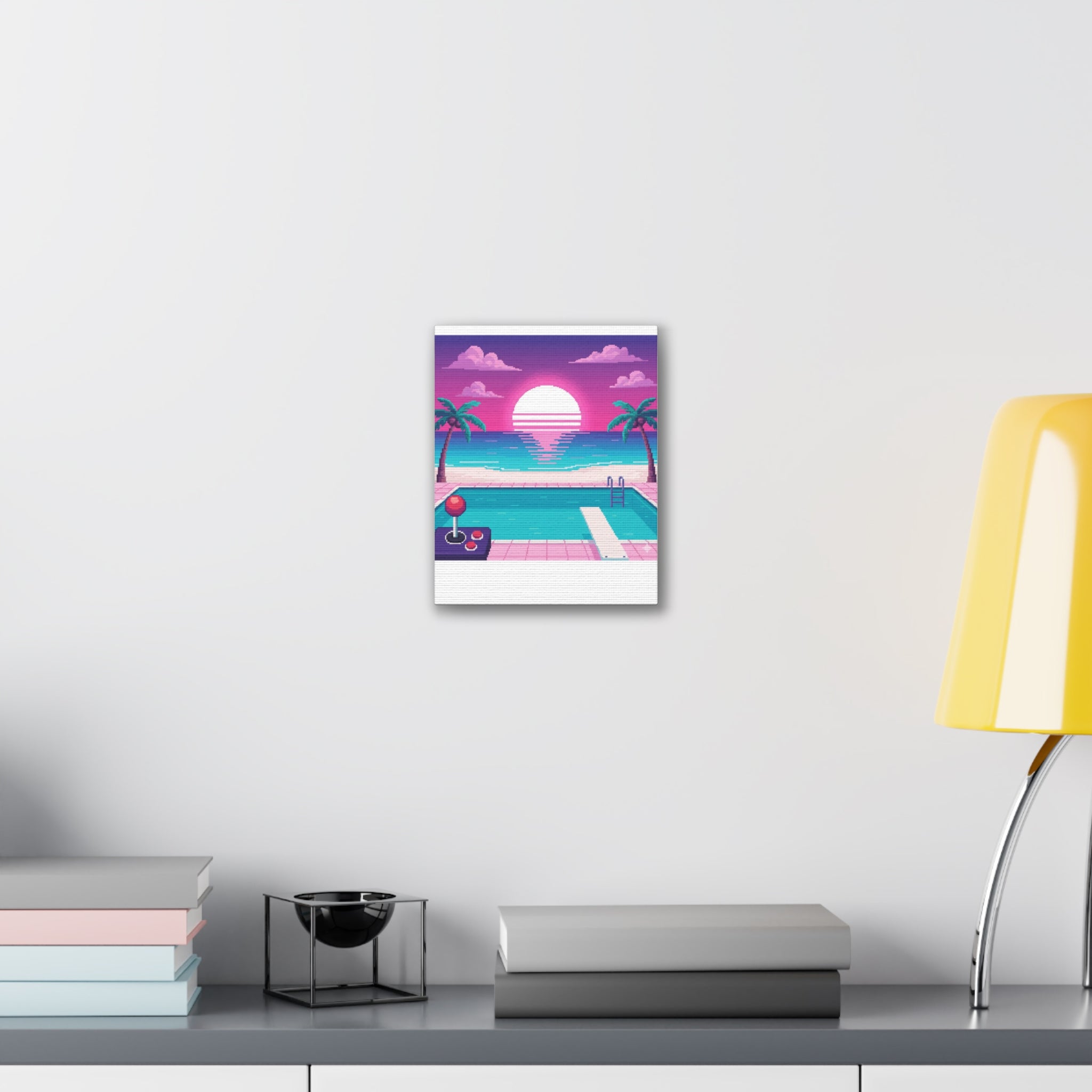 Retro Vaporwave Beach Canvas Print