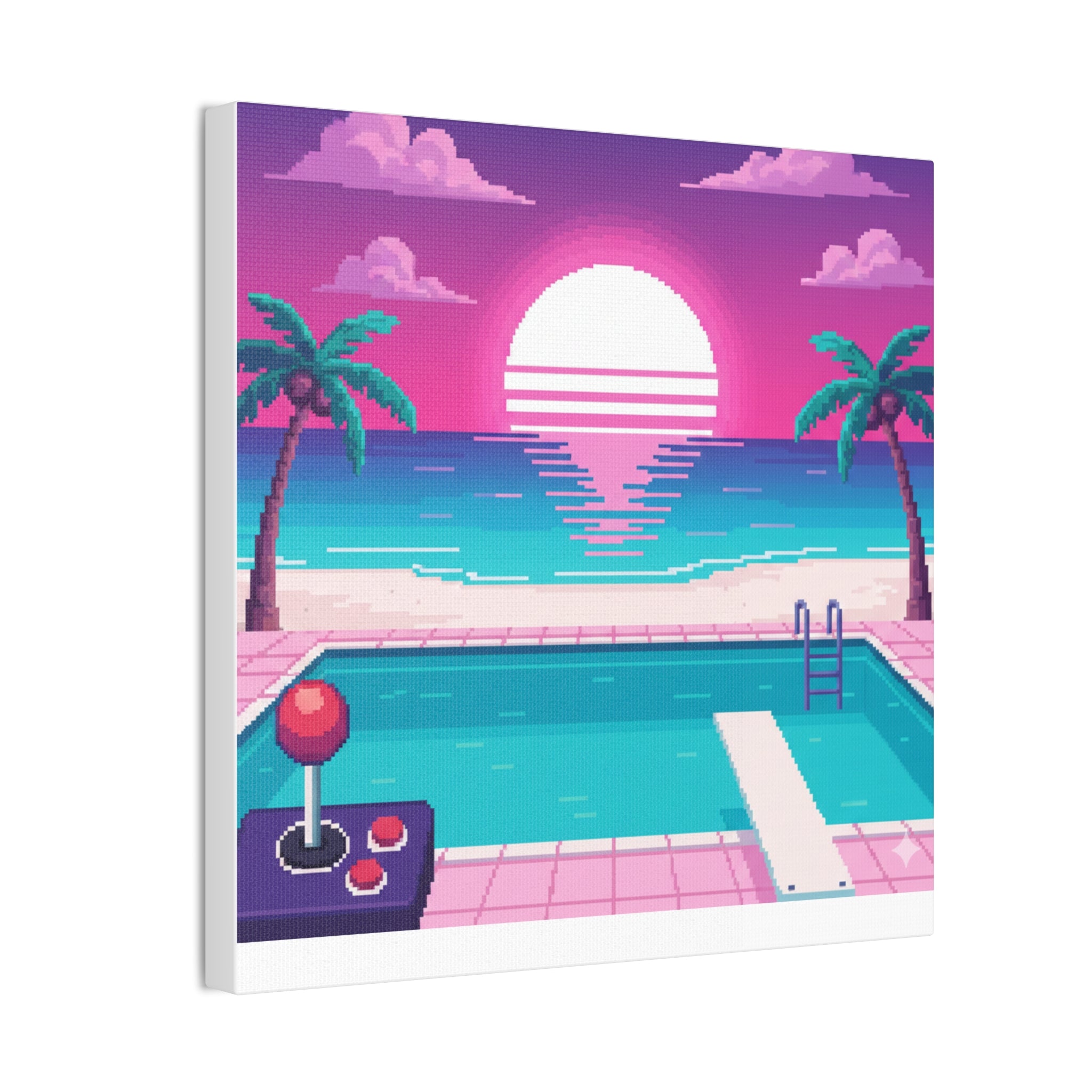 Retro Vaporwave Beach Canvas Print