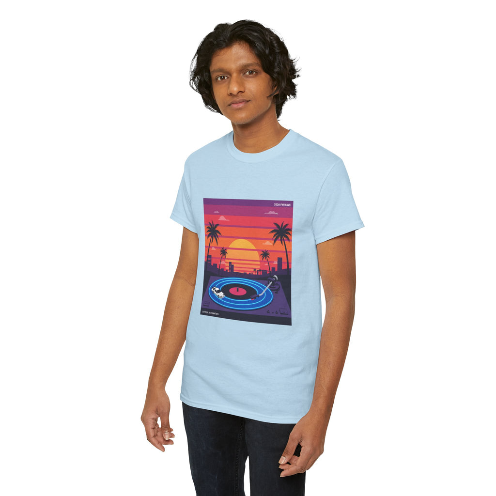 Sunset Vinyl Record T-Shirt — Retro Beachwave Music Tee