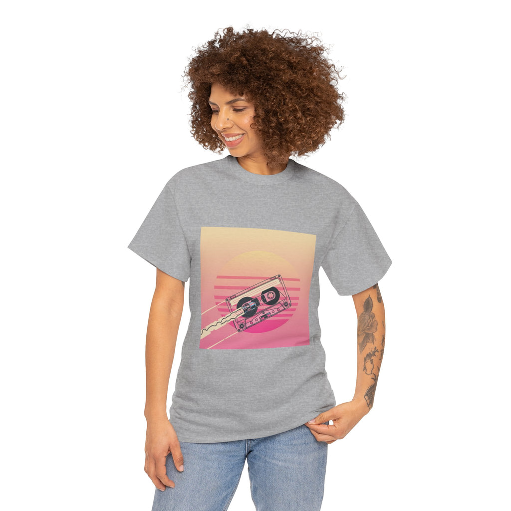 Cassette Sunset Tee — Retro Vaporwave Vintage Tape T-Shirt
