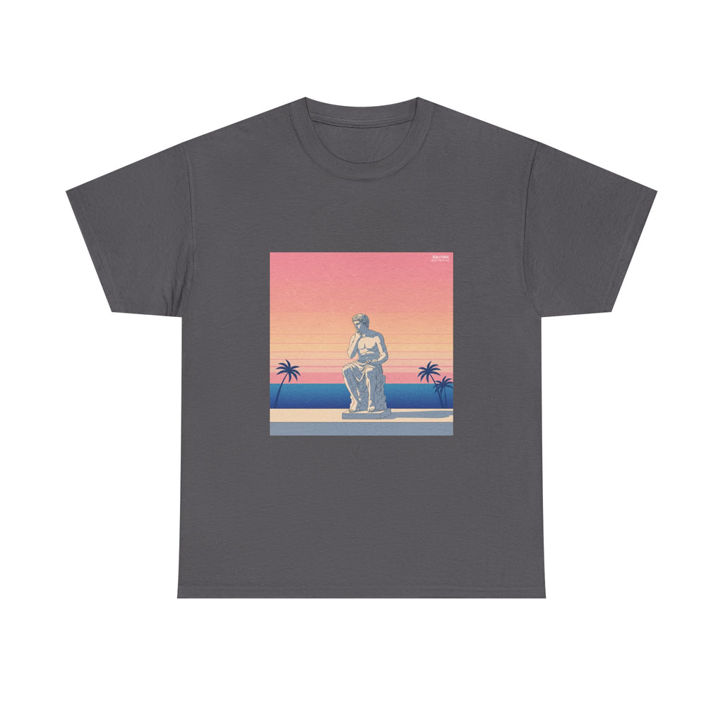 Statue Sunset Tee — Retro Palm Beach Vintage Graphic T-Shirt