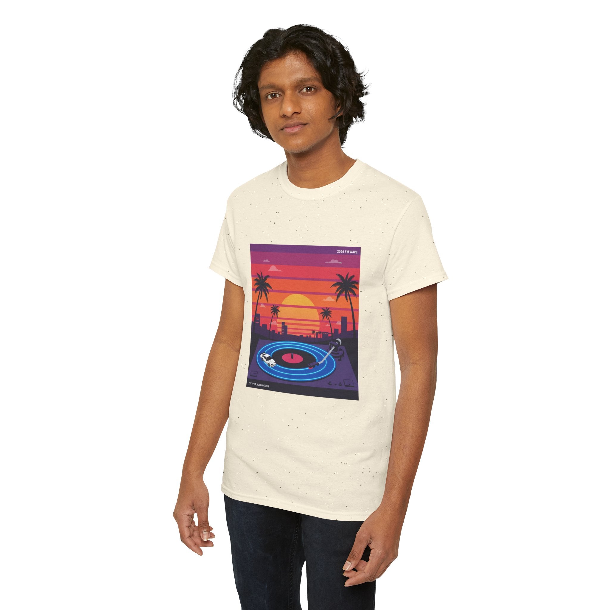 Sunset Vinyl Record T-Shirt — Retro Beachwave Music Tee